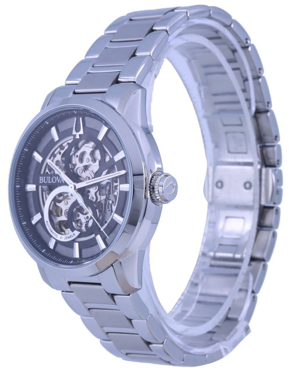 Bulova Classic Skeleton Black Dial Stainless Steel Automatic 96A208 Men's Watch - Prestige Stones