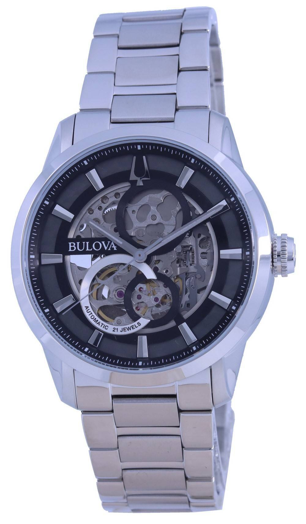 Bulova Classic Skeleton Black Dial Stainless Steel Automatic 96A208 Men's Watch - Prestige Stones