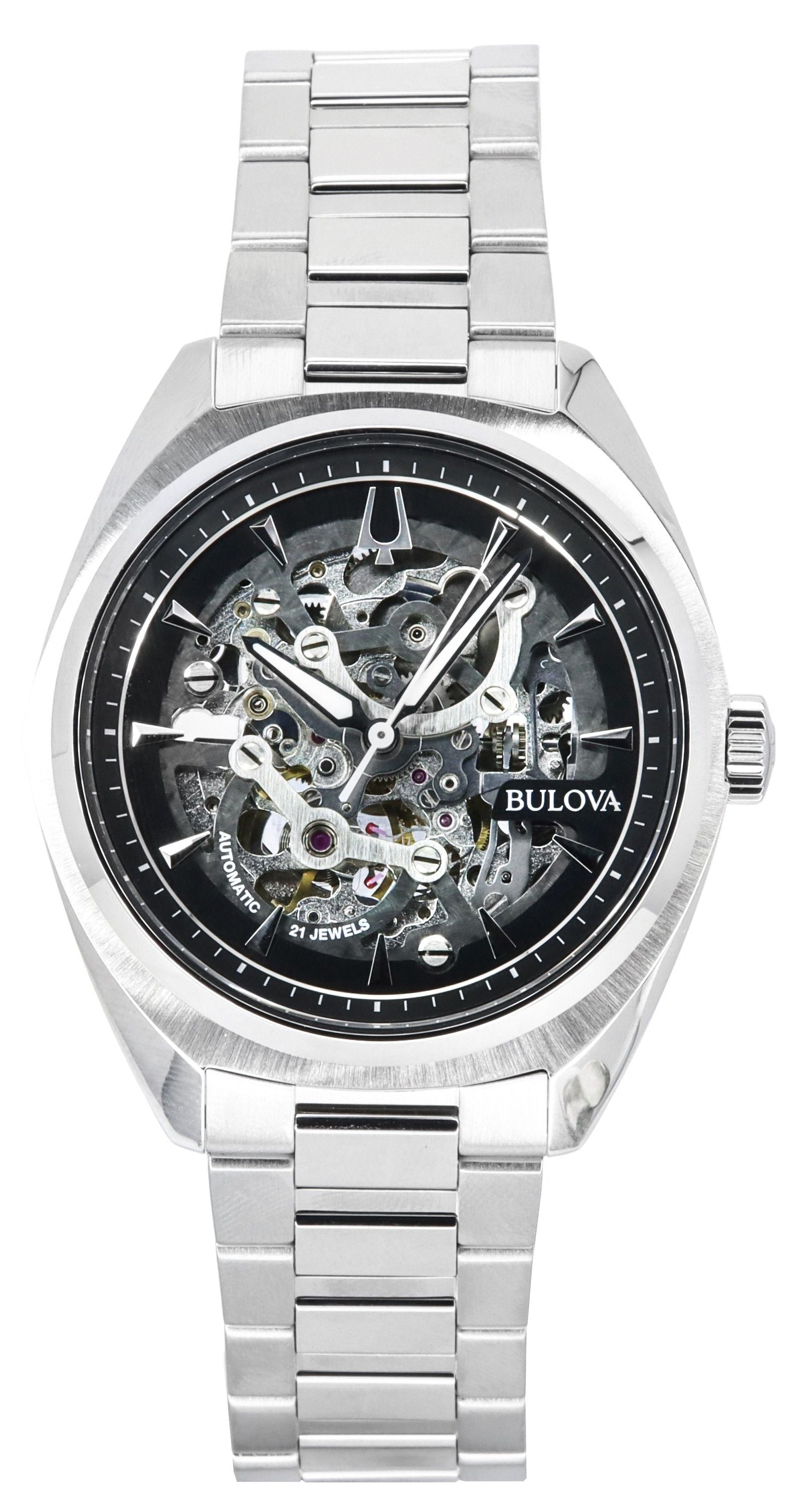 Bulova Classic Surveyor Stainless Steel Silver Skeleton Dial Automatic 96A293 Men's Watch - Prestige Stones