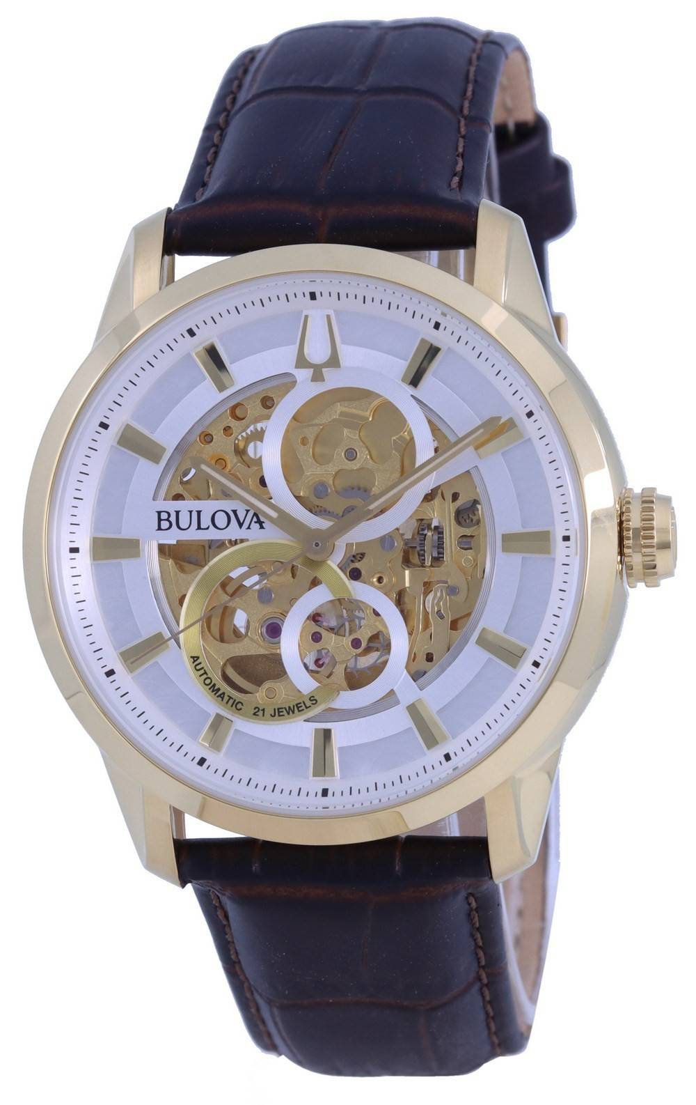 Bulova Classic Sutton Skeleton White Dial Leather Strap Automatic 97A138 Men's Watch - Prestige Stones