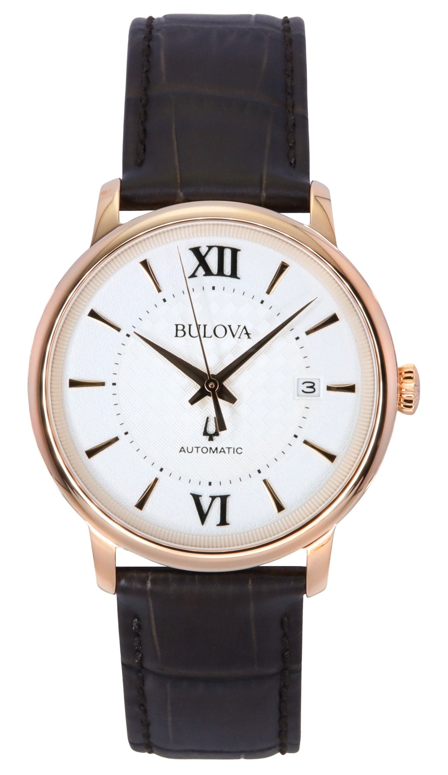 Bulova Hudson Leather Strap Silver Dial Automatic 97B225 Men's Watch - Prestige Stones