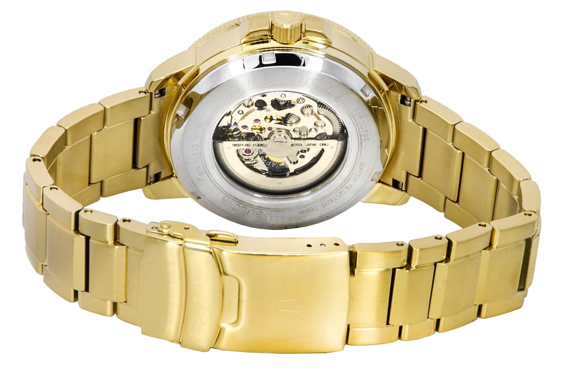 Bulova Marine Star Gold Tone Stainless Steel Black Dial Automatic Diver's 97A174 200M Men's Watch - Prestige Stones