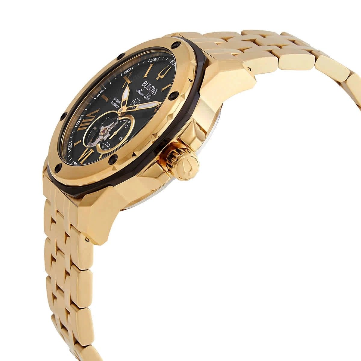 Bulova Marine Star Open Heart Black Dial Automatic Diver's 98A273 200M Men's Watch - Prestige Stones