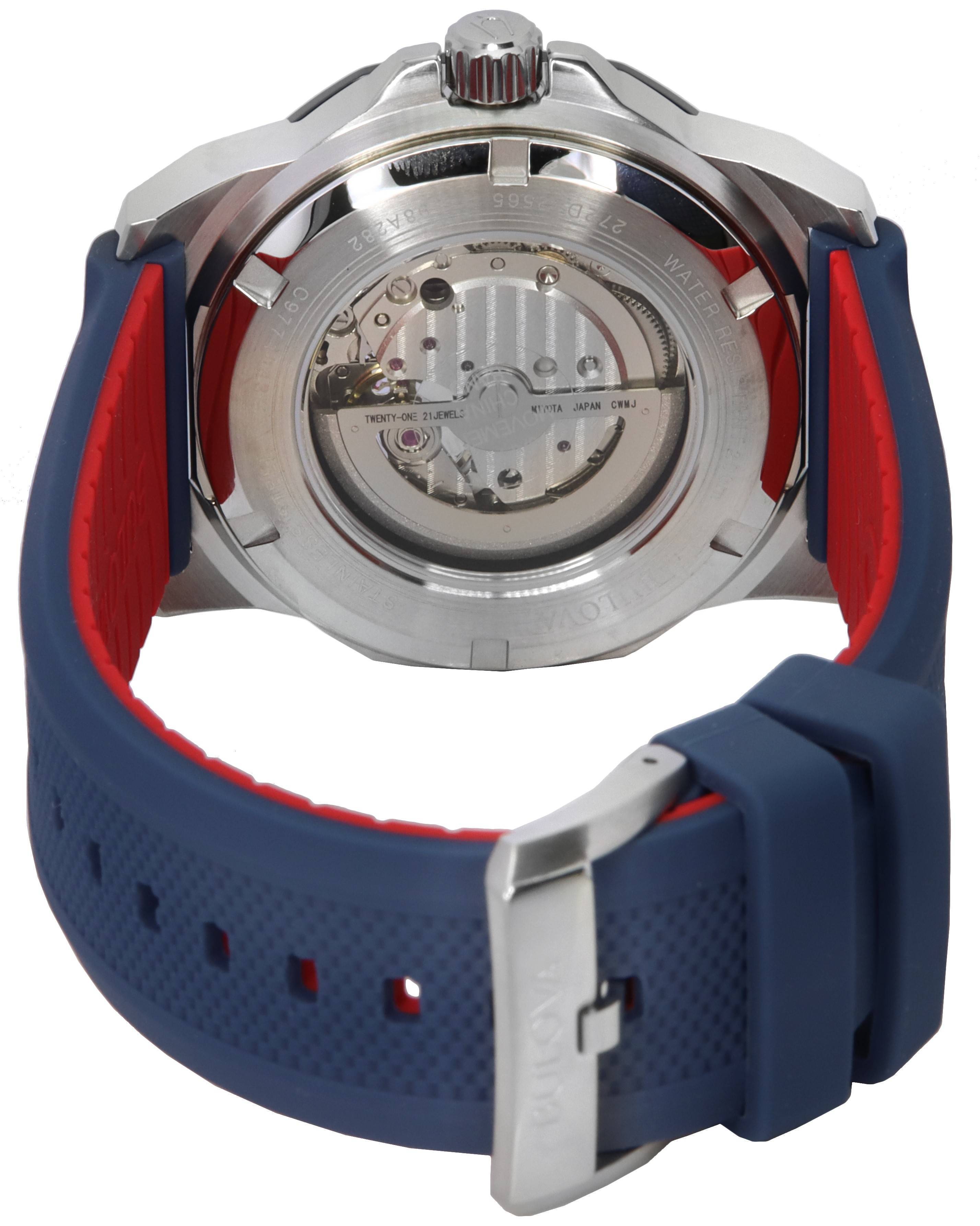Bulova Marine Star Open Heart Blue Dial Automatic Diver's 98A282 200M Men's Watch - Prestige Stones