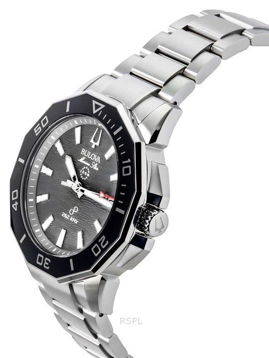 Bulova Marine Star Stainless Steel Black Dial Precisionist Quartz Diver's 96B434 200M Men's Watch - Prestige Stones