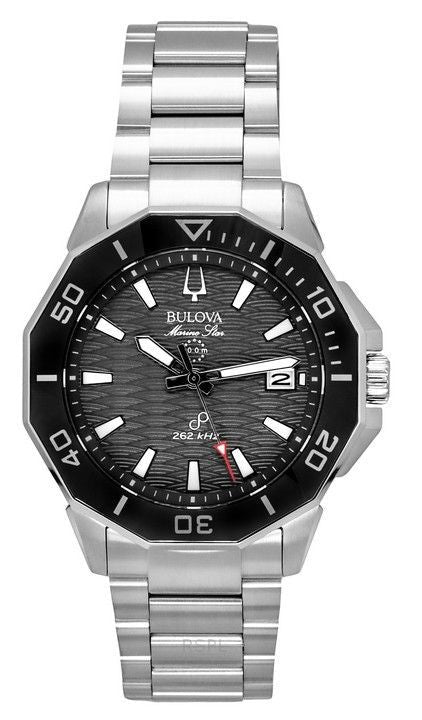 Bulova Marine Star Stainless Steel Black Dial Precisionist Quartz Diver's 96B434 200M Men's Watch - Prestige Stones
