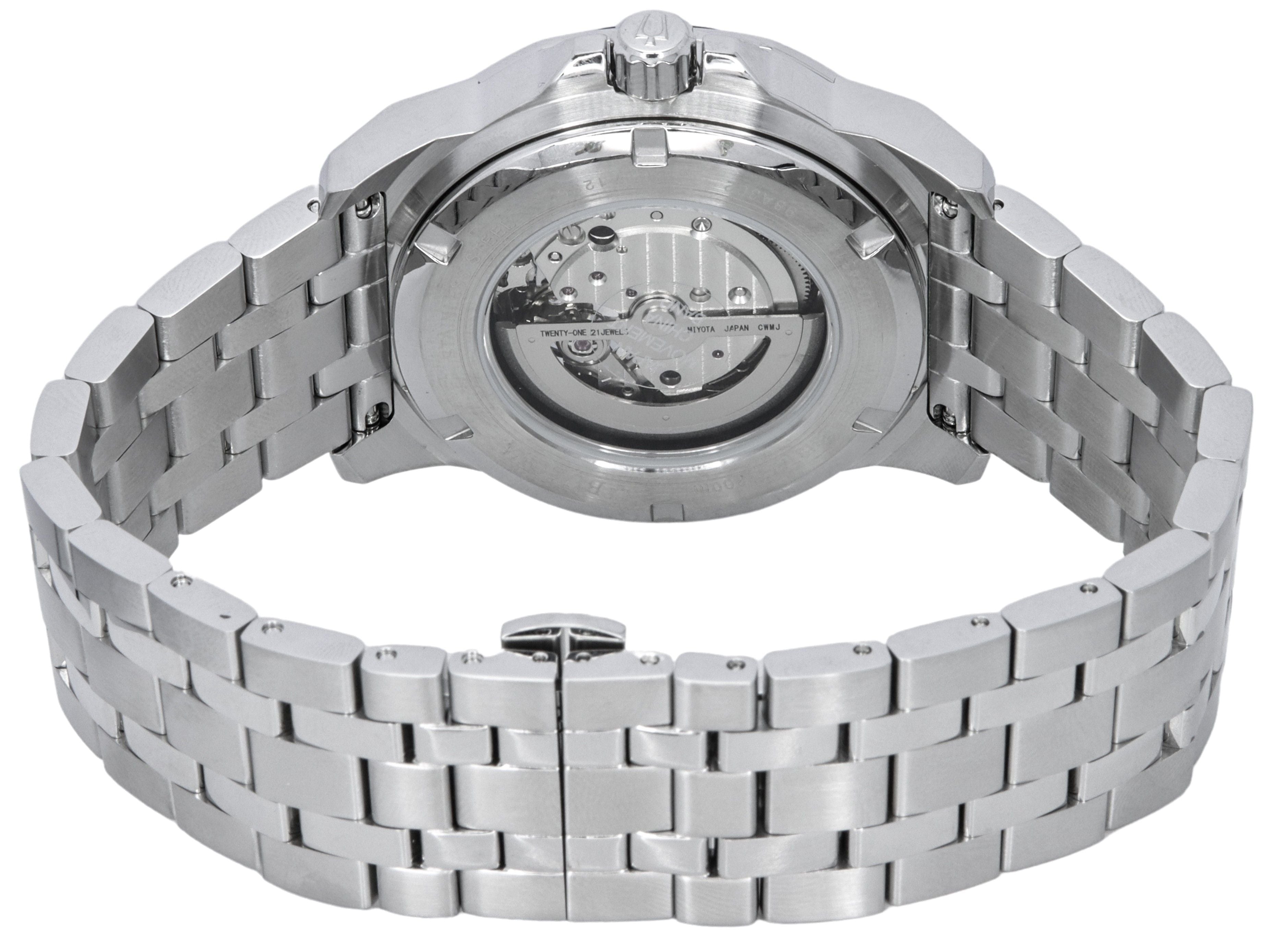 Bulova Marine Star Stainless Steel Open Heart Blue Dial Automatic 21 Jewels 98A302 200M Men's Watch - Prestige Stones