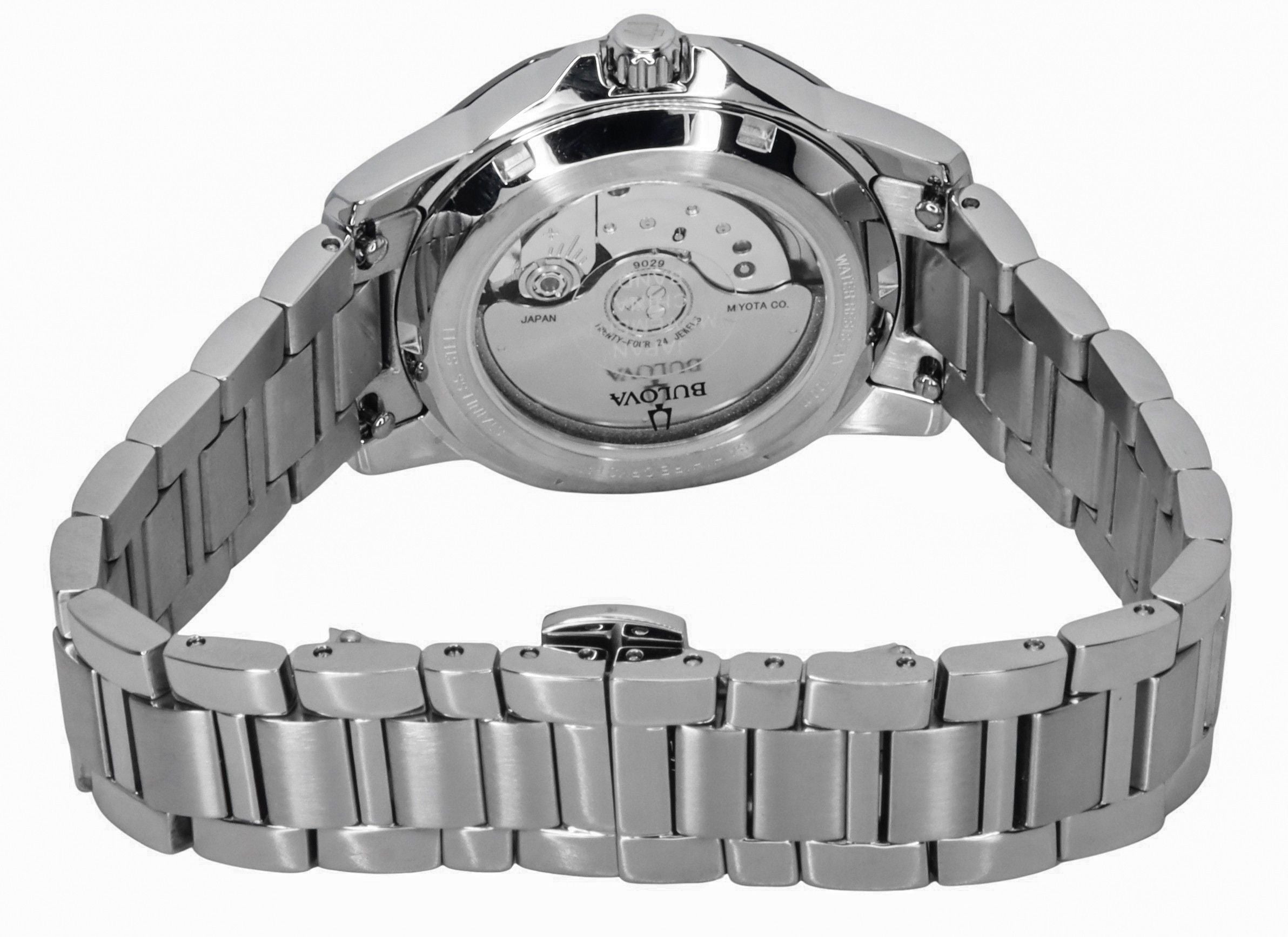 Bulova Marine Star Stainless Steel Open Heart Blue Dial Automatic 98L317 100M Women's Watch - Prestige Stones