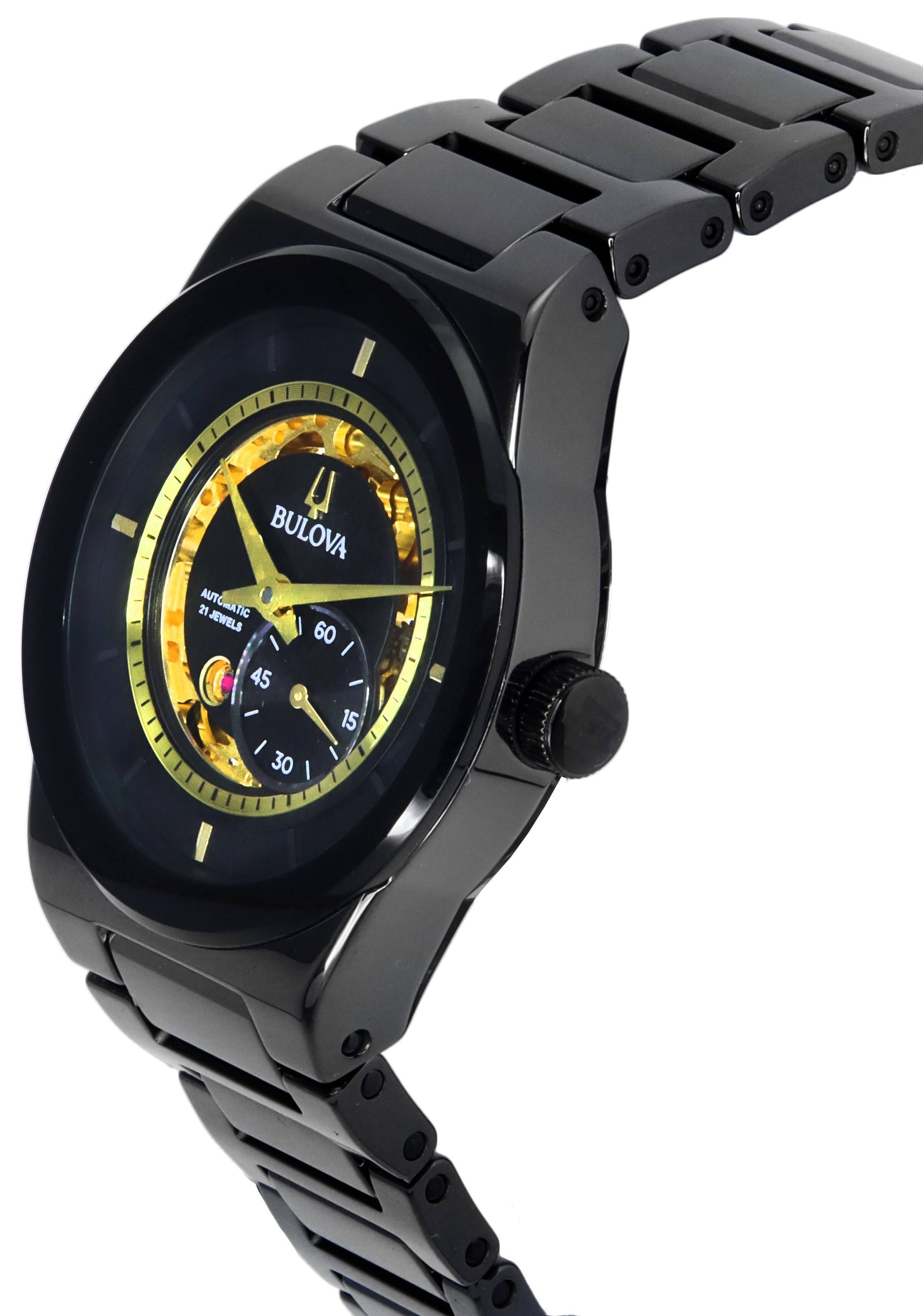 Bulova Modern Millennia Semi Skeleton Black Dial Automatic 98A291 Men's Watch - Prestige Stones