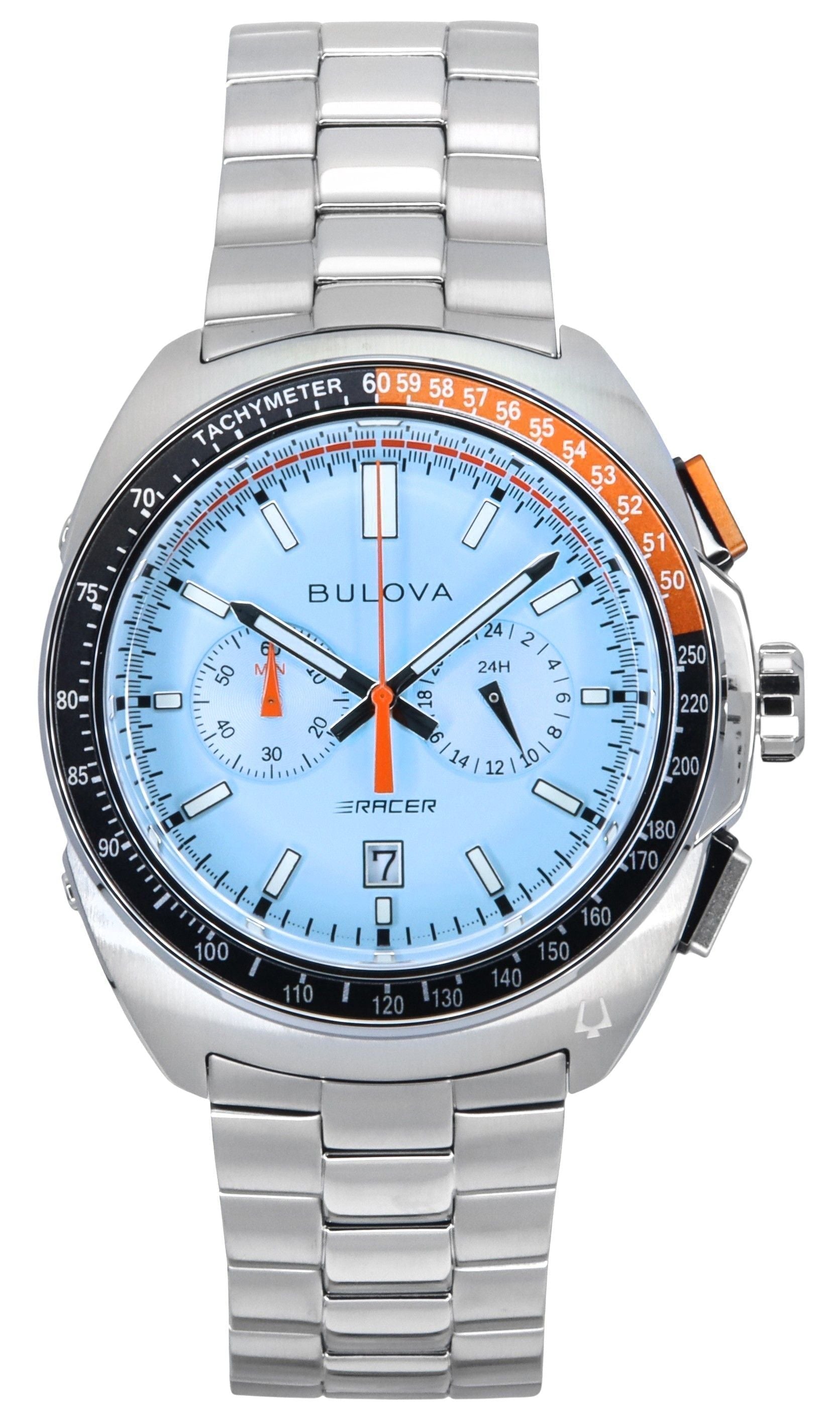 Bulova Racer Chronograph Stainless Steel Blue Dial Quartz 98B432 100M Men's Watch - Prestige Stones