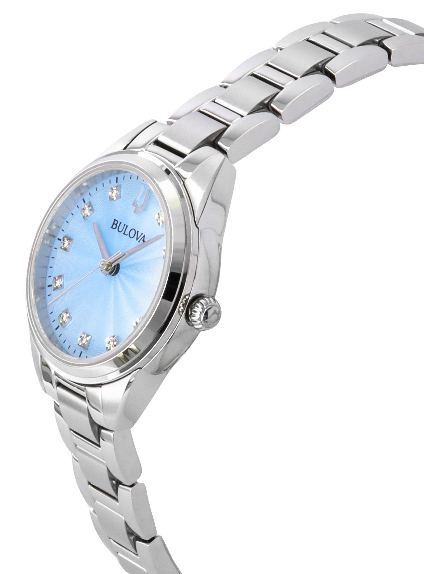 Bulova Sutton Diamond Accents Stainless Steel Light Blue Dial Quartz 96P250 Women's Watch - Prestige Stones