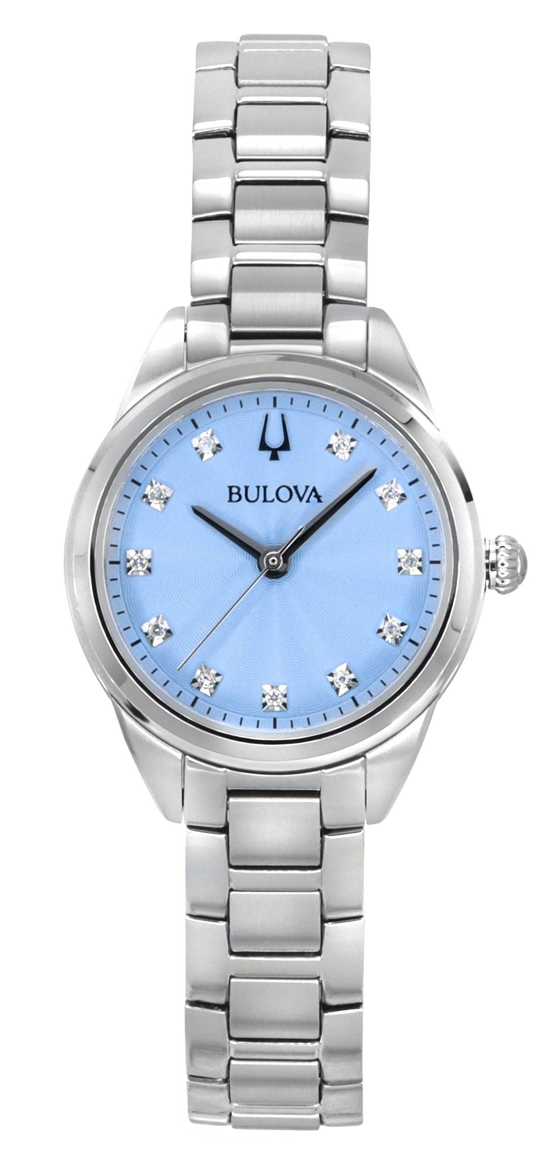Bulova Sutton Diamond Accents Stainless Steel Light Blue Dial Quartz 96P250 Women's Watch - Prestige Stones