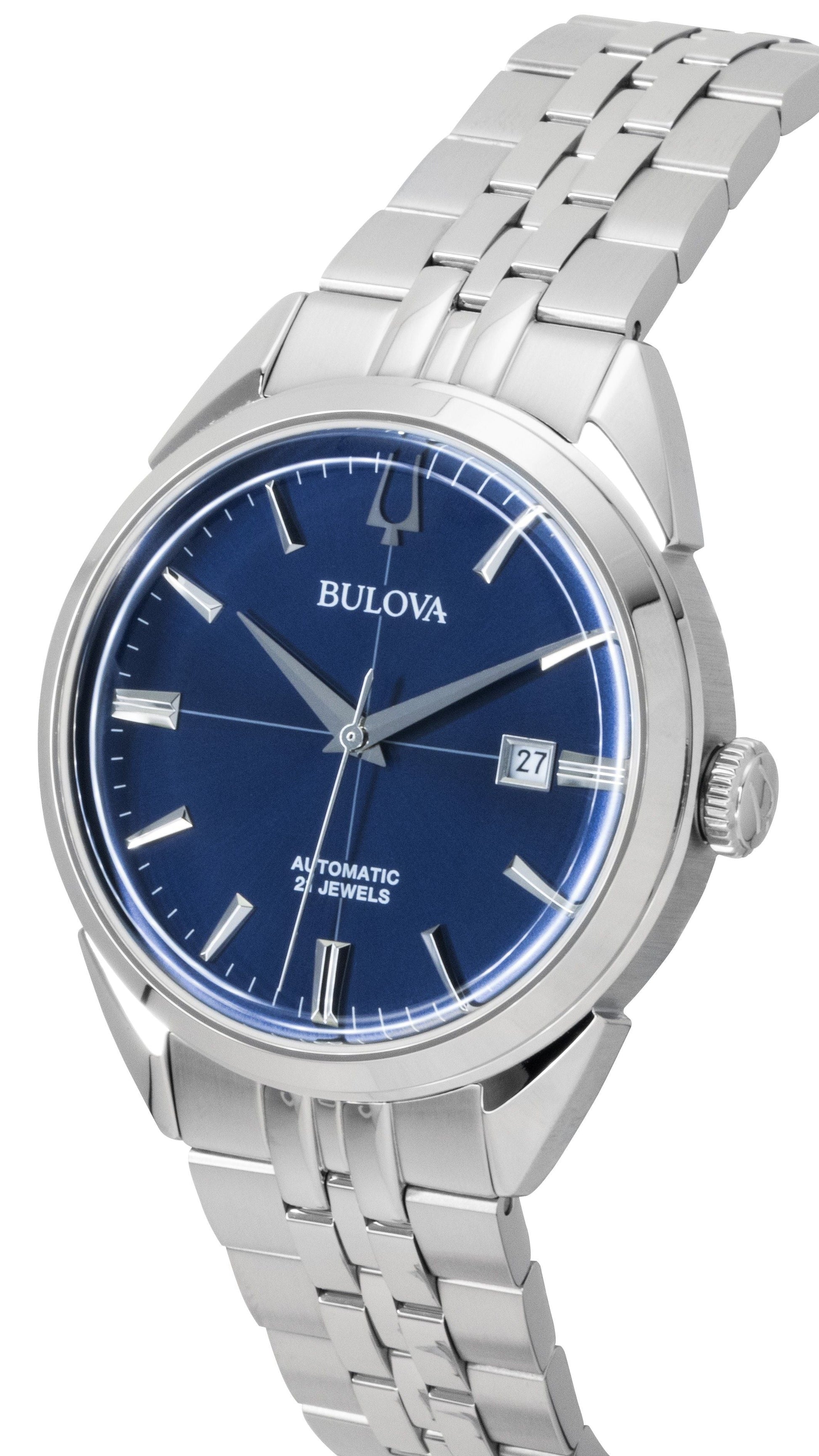 Bulova Sutton Stainless Steel Blue Dial Automatic 96B425 Men's Watch - Prestige Stones