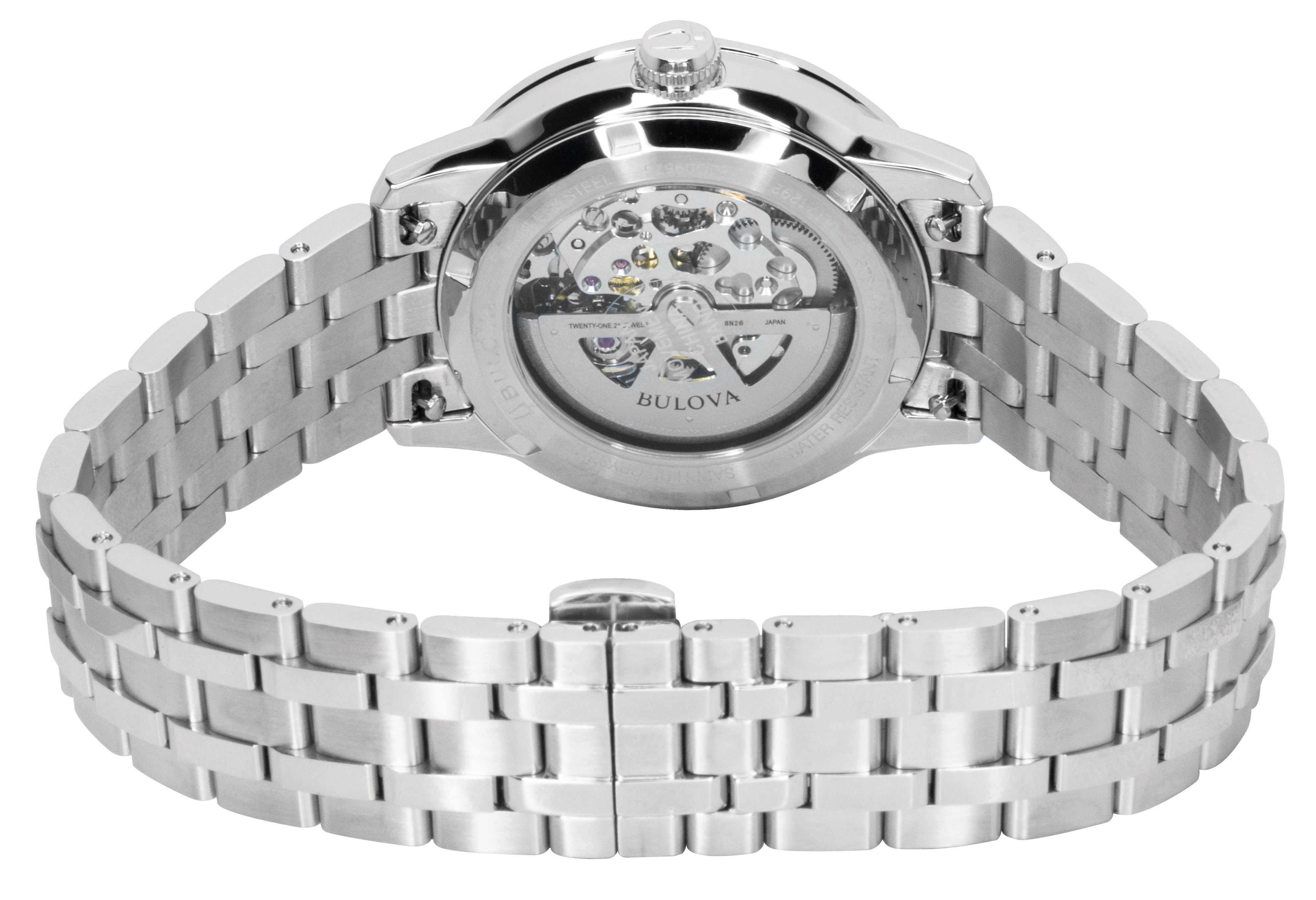 Bulova Sutton Stainless Steel Green Skeleton Automatic 96A329 Men's Watch - Prestige Stones