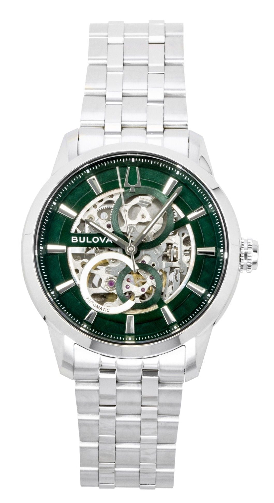 Bulova Sutton Stainless Steel Green Skeleton Automatic 96A329 Men's Watch - Prestige Stones