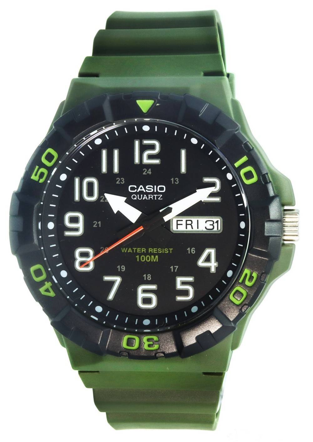 Casio Analog Army Green Resin Band Quartz MRW - 210H - 3A MRW210H - 3 100M Men's Watch - Prestige Stones