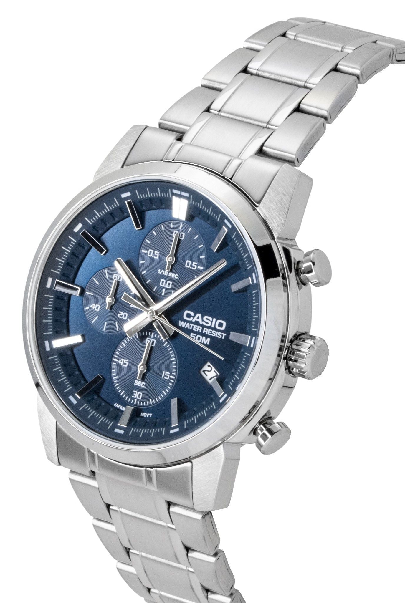 Casio Analog Chronograph Stainless Steel Blue Dial Quartz MTP - E510D - 2A2V Men's Watch - Prestige Stones