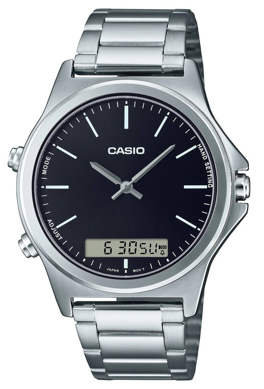 Casio Analog Digital Black Dial Stainless Steel MTP - VC01D - 1E MTPVC01D - 1 Men's Watch - Prestige Stones