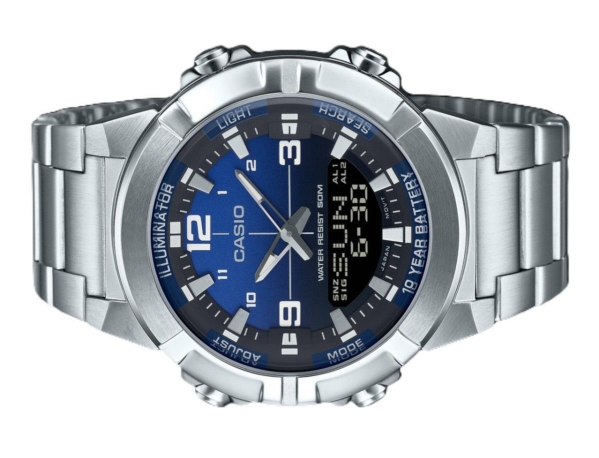 Casio Analog Digital Combination Stainless Steel Blue Dial Quartz AMW - 870DA - 2A1V Men's Watch - Prestige Stones