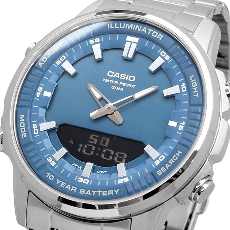 Casio Analog Digital Combination Stainless Steel Blue Dial Quartz AMW - 880D - 2A1V Men's Watch - Prestige Stones