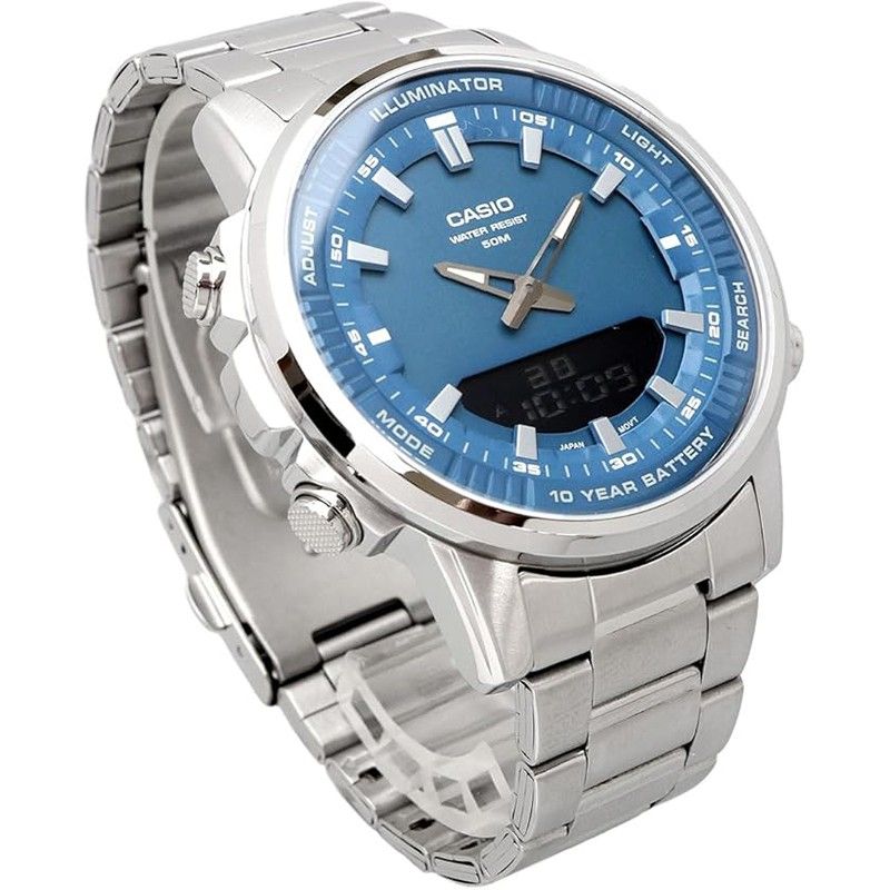 Casio Analog Digital Combination Stainless Steel Blue Dial Quartz AMW - 880D - 2A1V Men's Watch - Prestige Stones