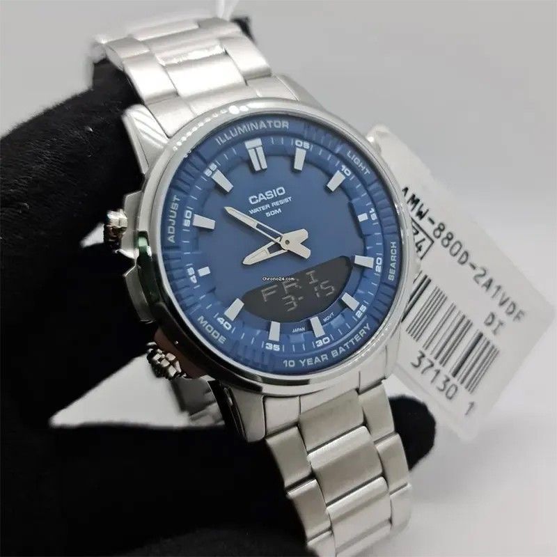 Casio Analog Digital Combination Stainless Steel Blue Dial Quartz AMW - 880D - 2A1V Men's Watch - Prestige Stones