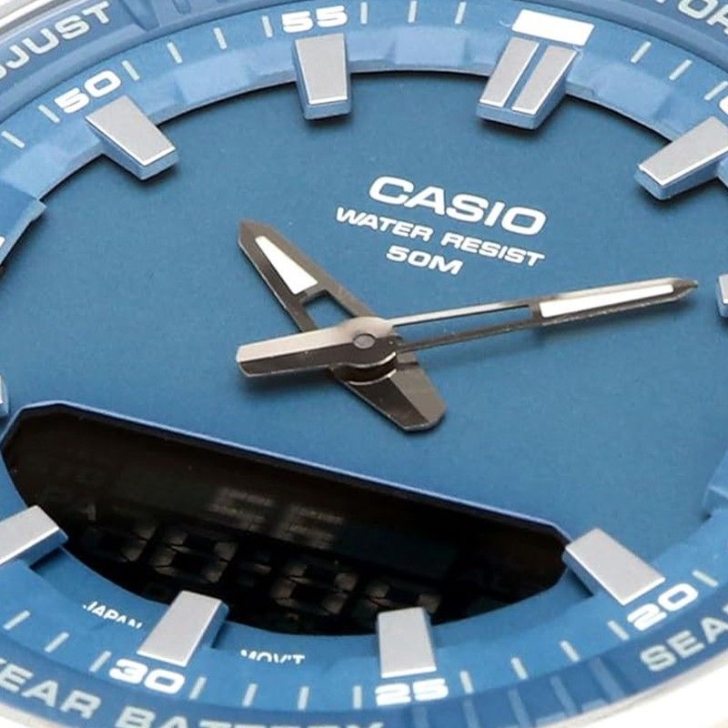 Casio Analog Digital Combination Stainless Steel Blue Dial Quartz AMW - 880D - 2A1V Men's Watch - Prestige Stones
