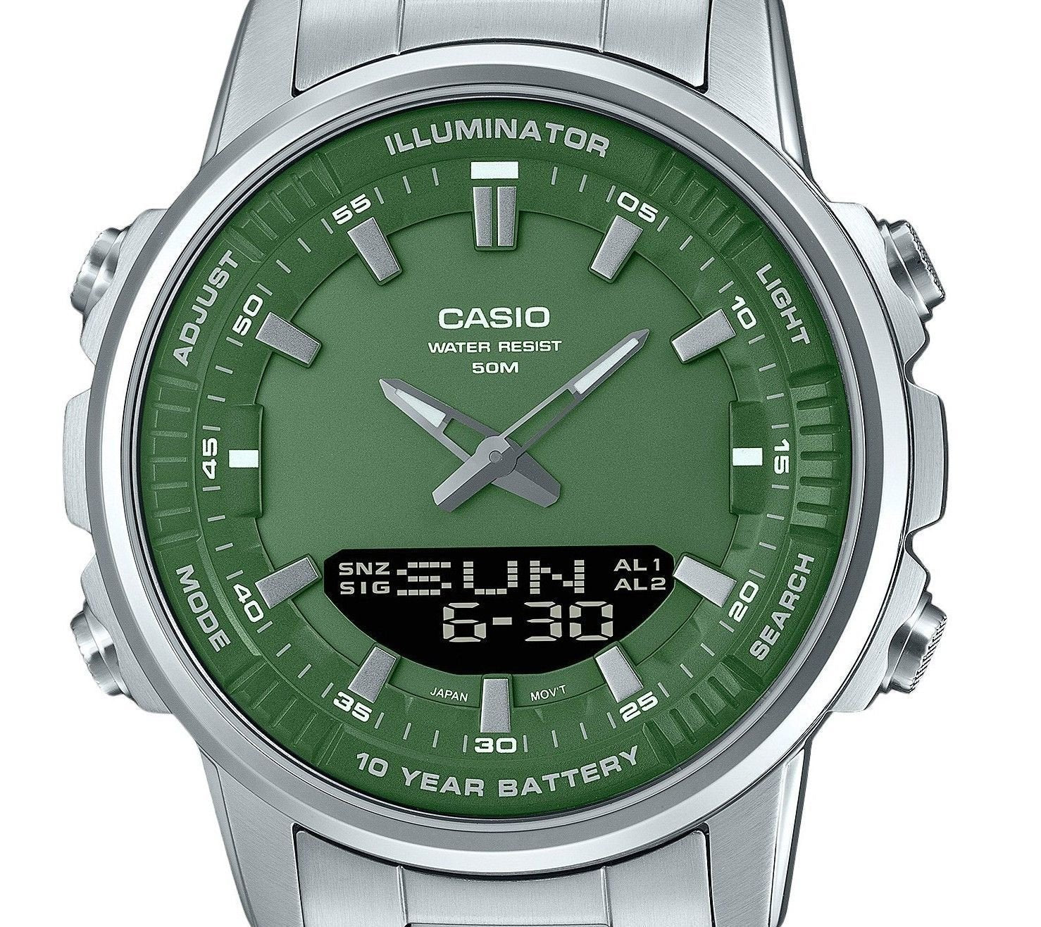 Casio Analog Digital Stainless Steel Green Dial Quartz AMW - 880D - 3AV Men's Watch - Prestige Stones