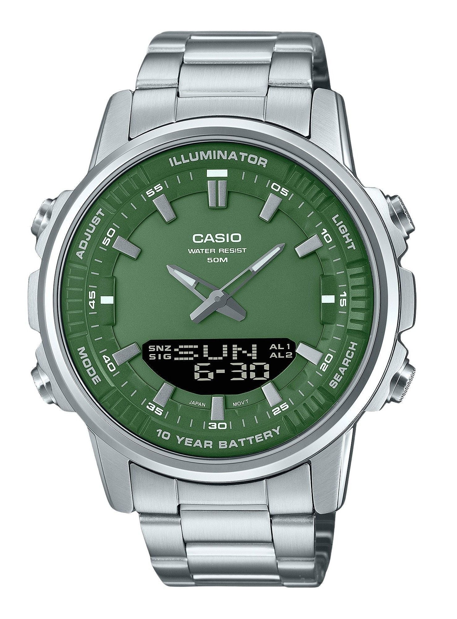 Casio Analog Digital Stainless Steel Green Dial Quartz AMW - 880D - 3AV Men's Watch - Prestige Stones