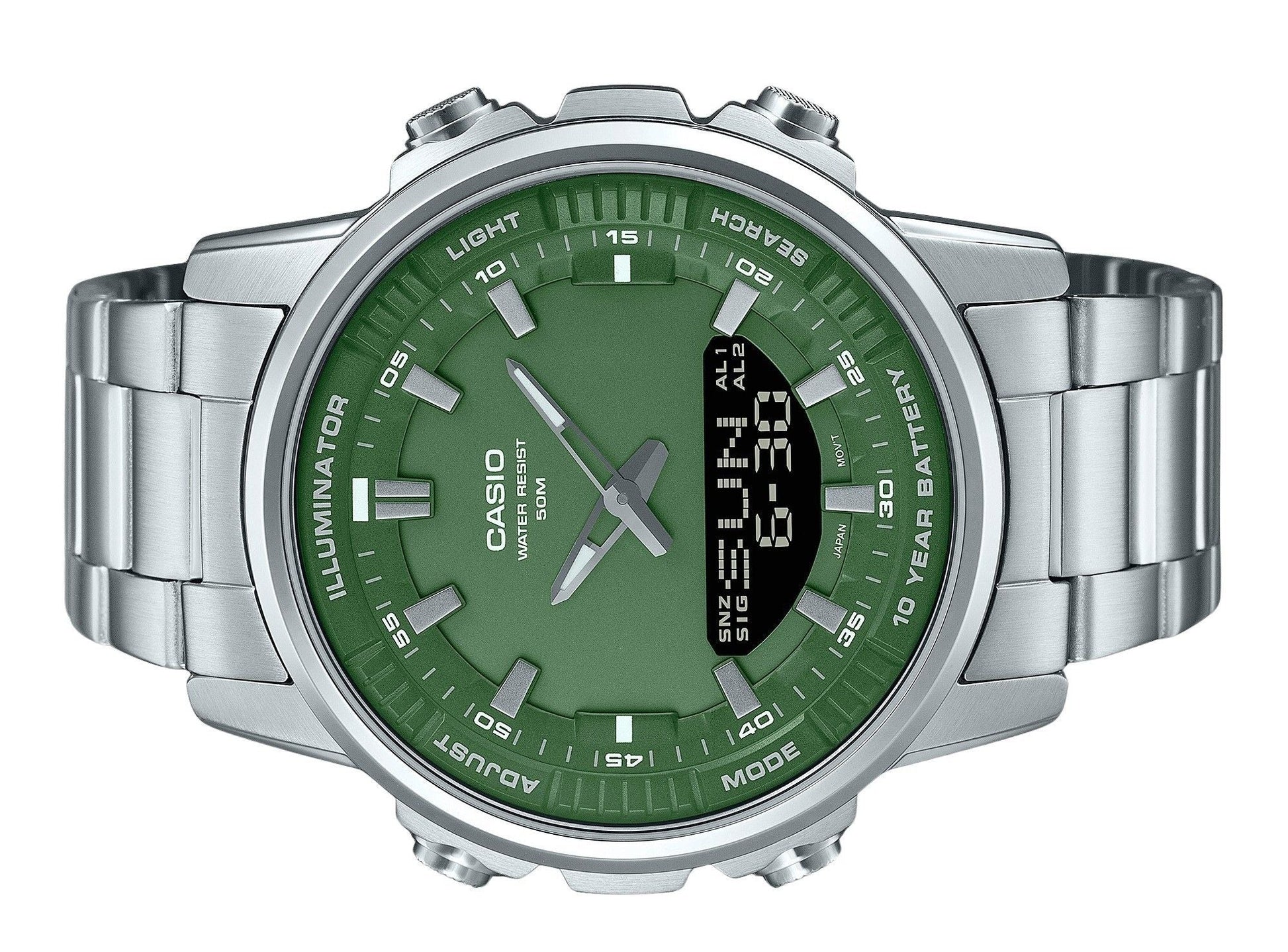 Casio Analog Digital Stainless Steel Green Dial Quartz AMW - 880D - 3AV Men's Watch - Prestige Stones