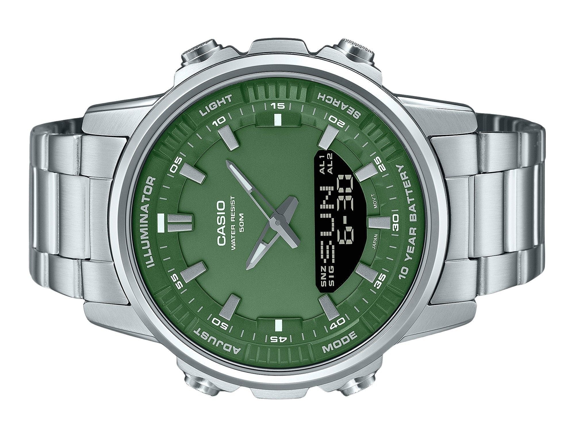 Casio Analog Digital Stainless Steel Green Dial Quartz AMW - 880D - 3AV Men's Watch - Prestige Stones