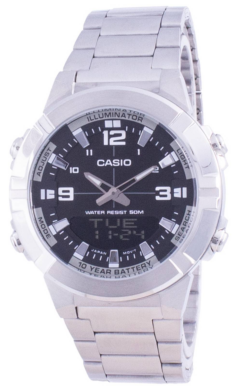 Casio Analog Digital World Time Stainless Steel AMW - 870D - 1A AMW870D - 1 Men's Watch - Prestige Stones