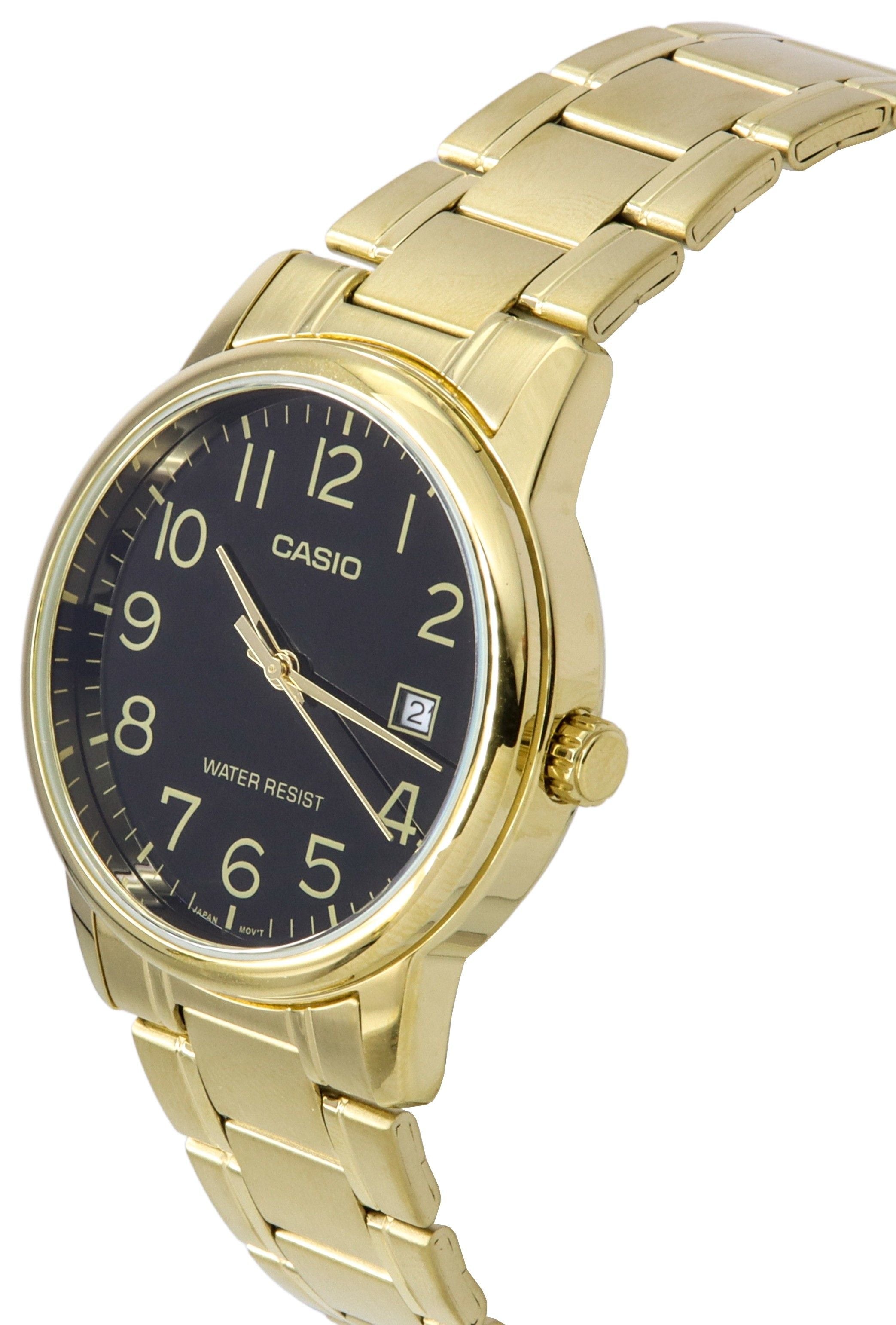 Casio Analog Gold Tone Stainless Steel Black Dial Quartz MTP - V002G - 1B Men's Watch - Prestige Stones