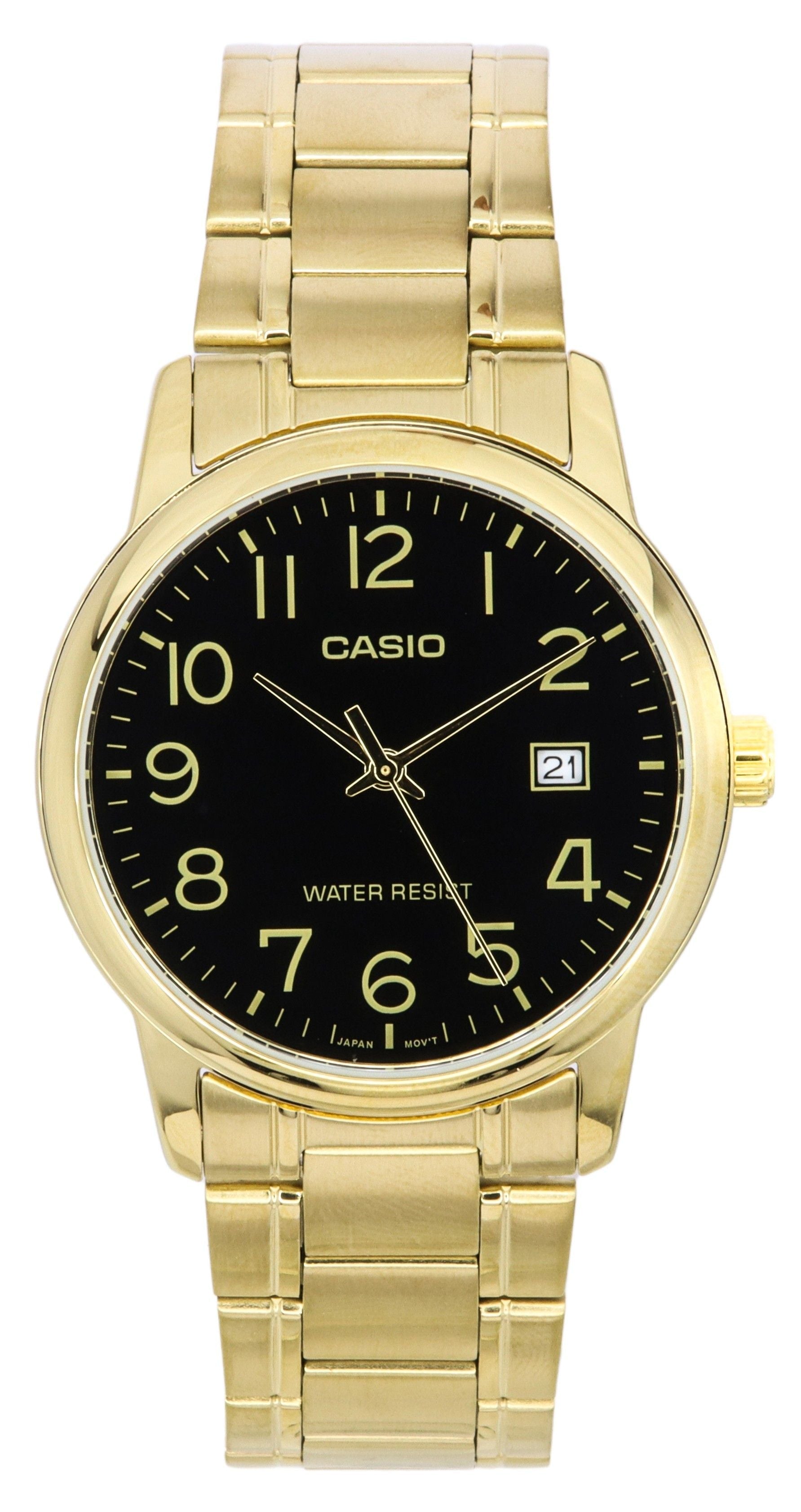 Casio Analog Gold Tone Stainless Steel Black Dial Quartz MTP - V002G - 1B Men's Watch - Prestige Stones
