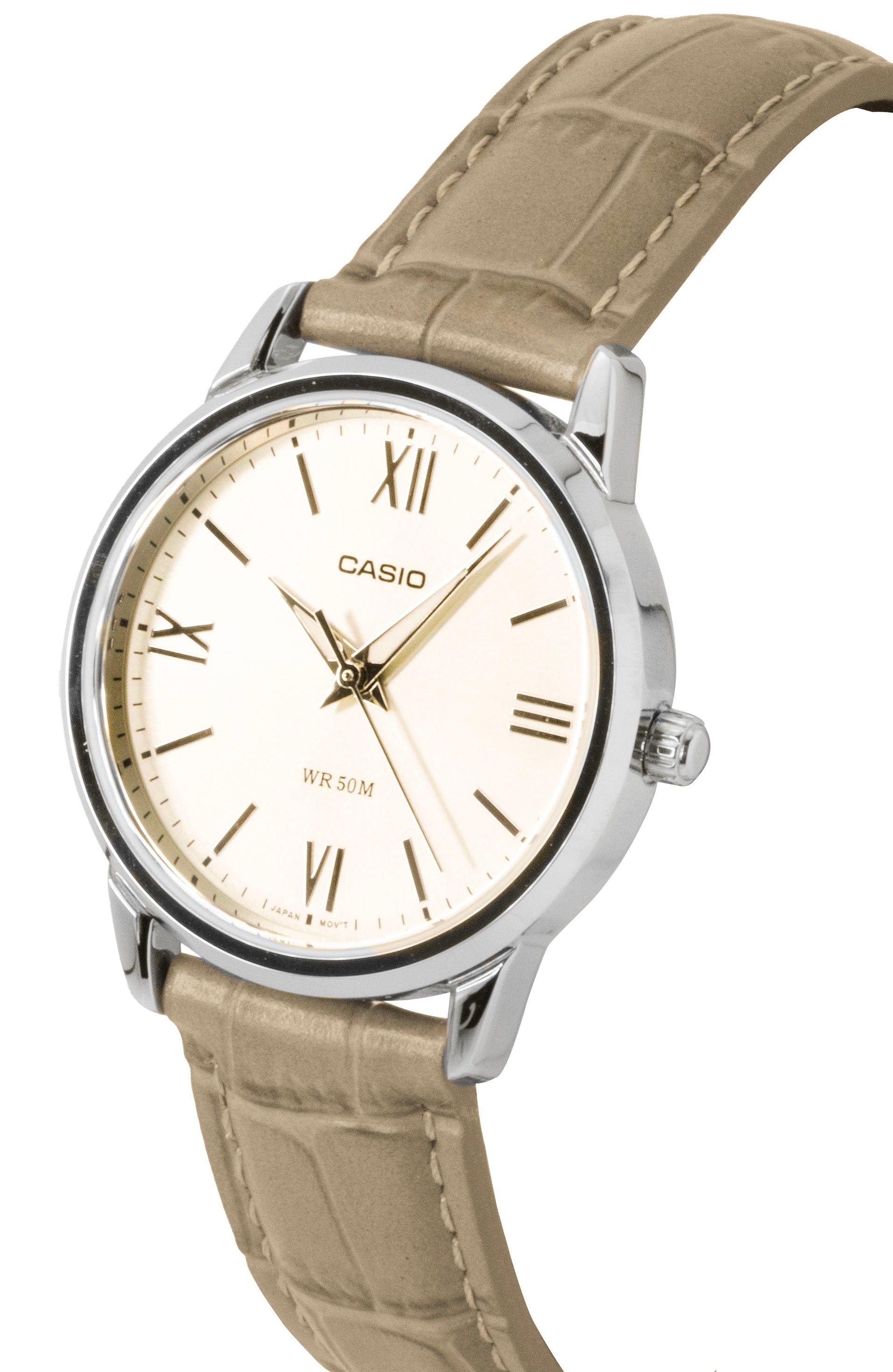 Casio Analog Leather Strap Gold Dial Quartz LTP - 1303LL - 7AV Women's Watch - Prestige Stones