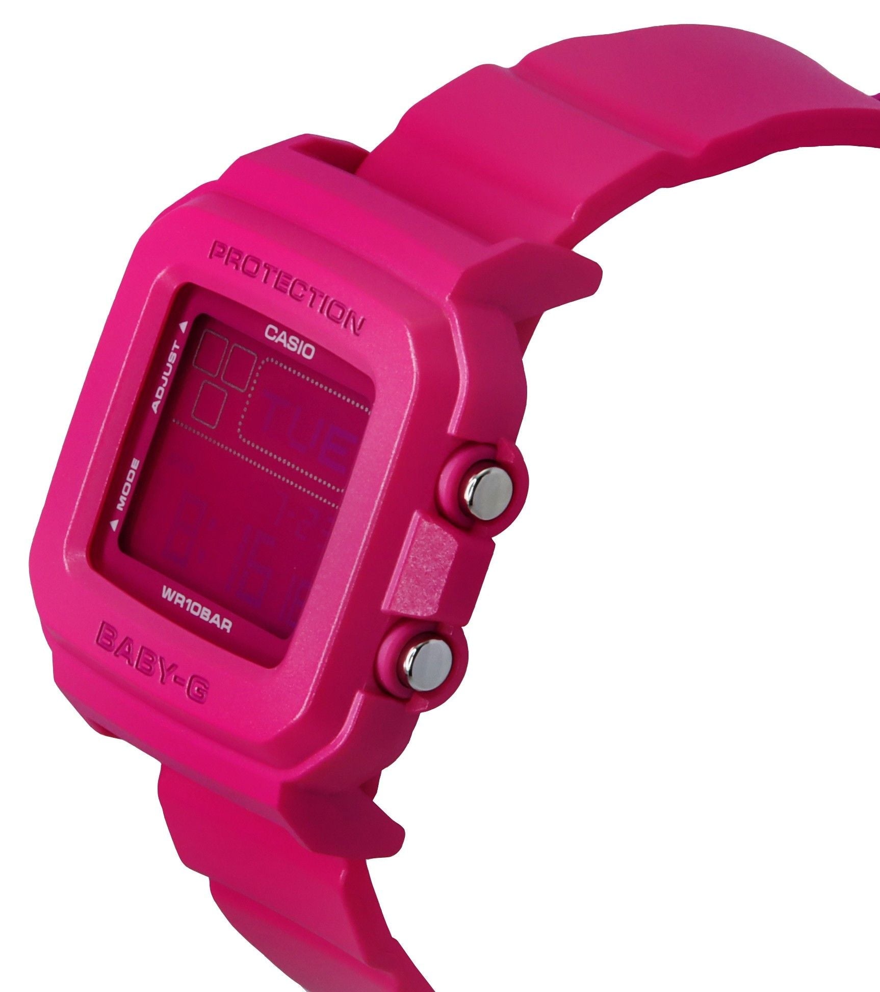 Casio Baby - G Plus Digital 30th Anniversary Pink Resin Strap Quartz BGD - 10K - 4 100M Women's Watch With Special Holder - Prestige Stones