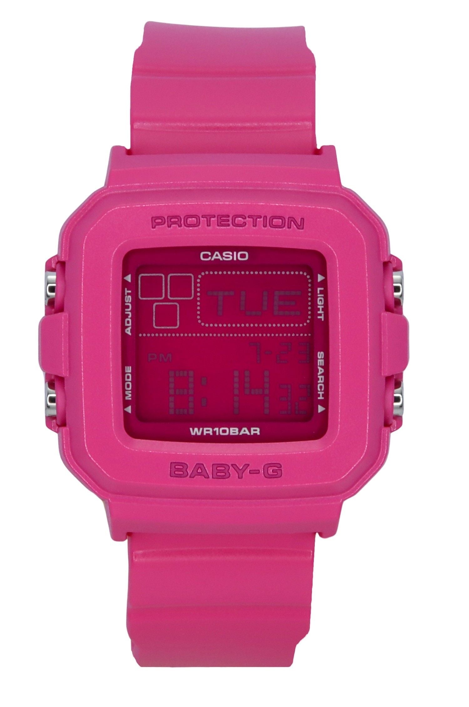 Casio Baby - G Plus Digital 30th Anniversary Pink Resin Strap Quartz BGD - 10K - 4 100M Women's Watch With Special Holder - Prestige Stones