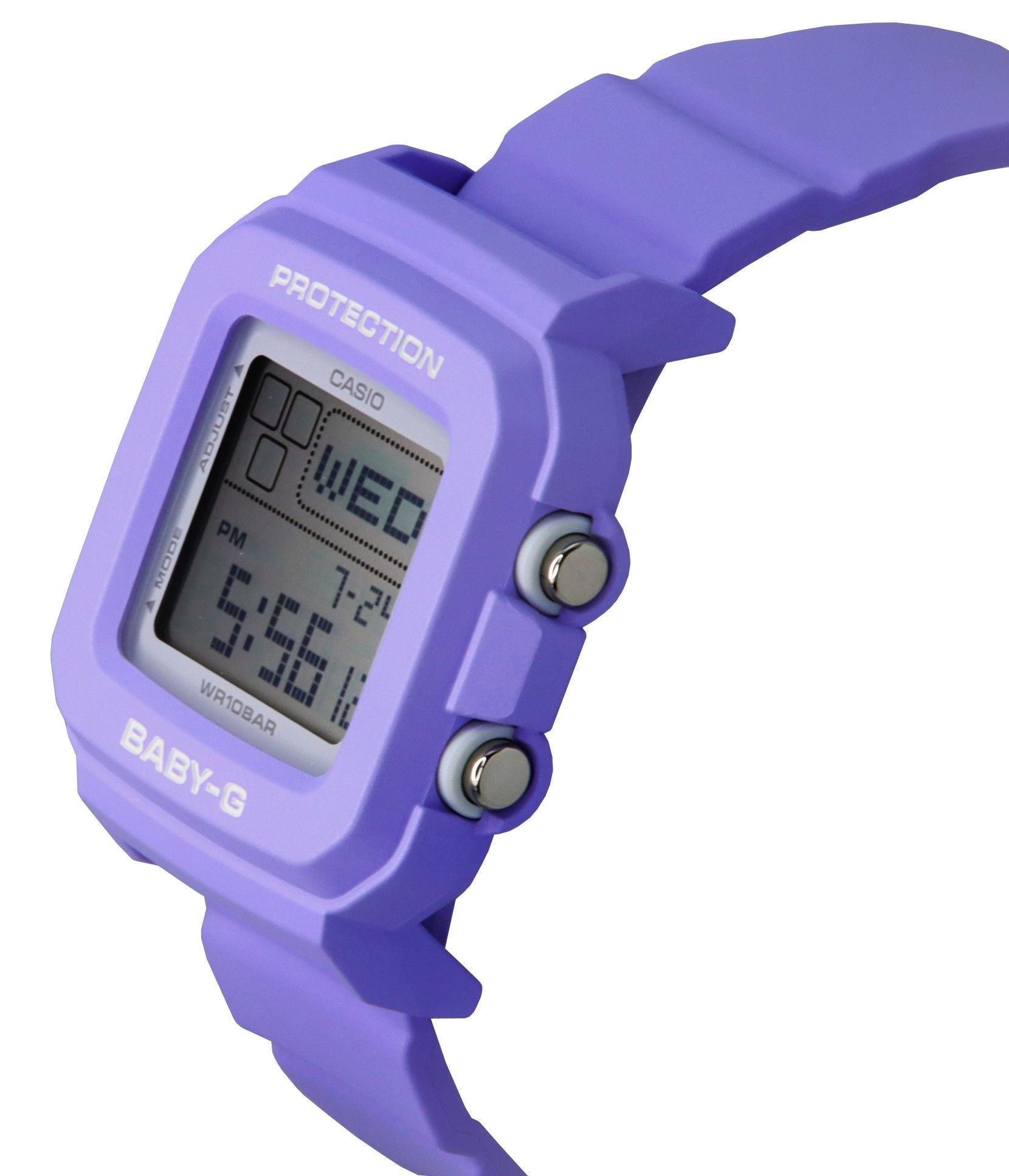 Casio Baby - G Plus Digital 30th Anniversary Purple Resin Strap Quartz BGD - 10K - 6 100M Women's Watch With Special Holder - Prestige Stones