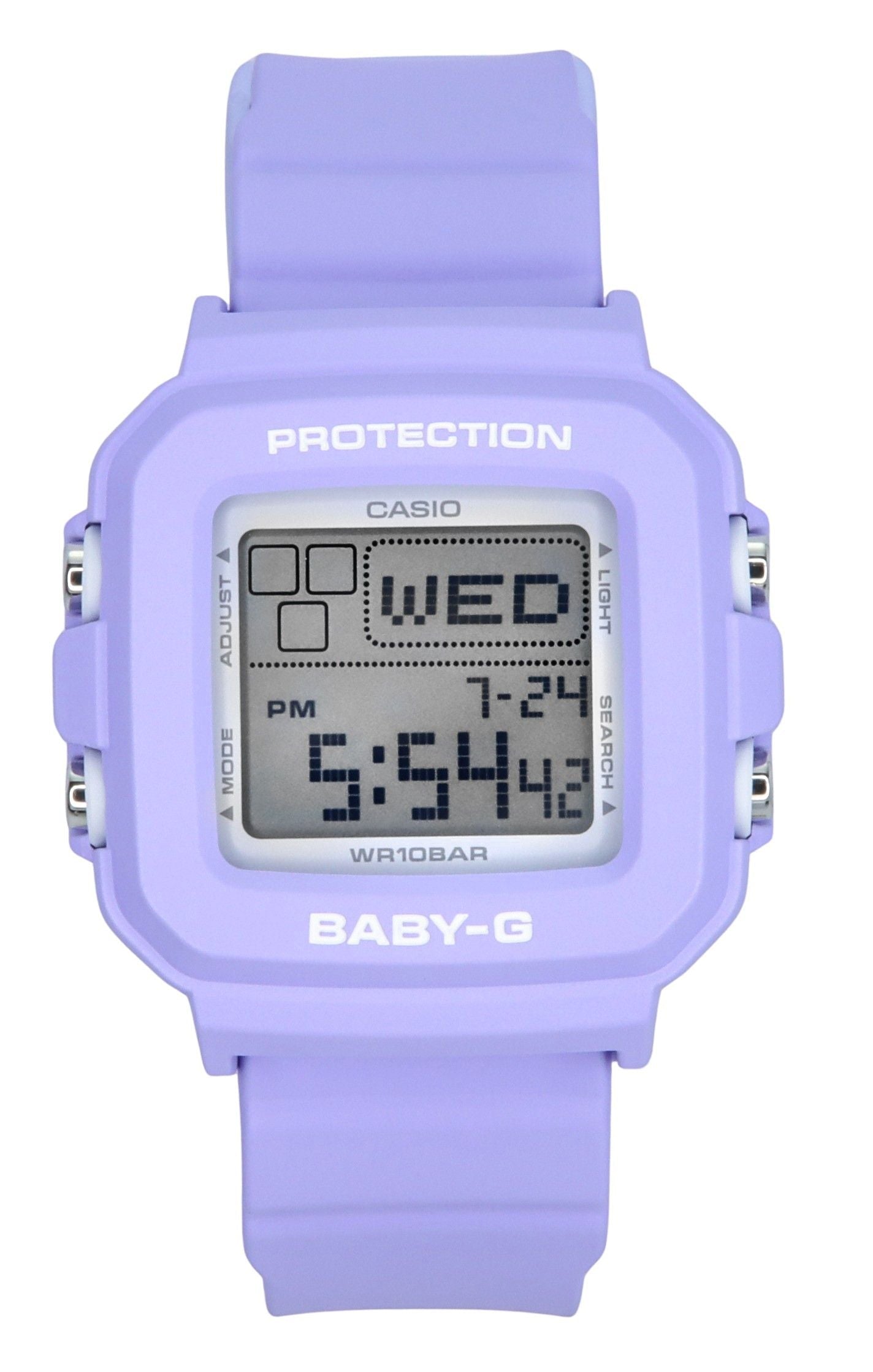 Casio Baby - G Plus Digital 30th Anniversary Purple Resin Strap Quartz BGD - 10K - 6 100M Women's Watch With Special Holder - Prestige Stones