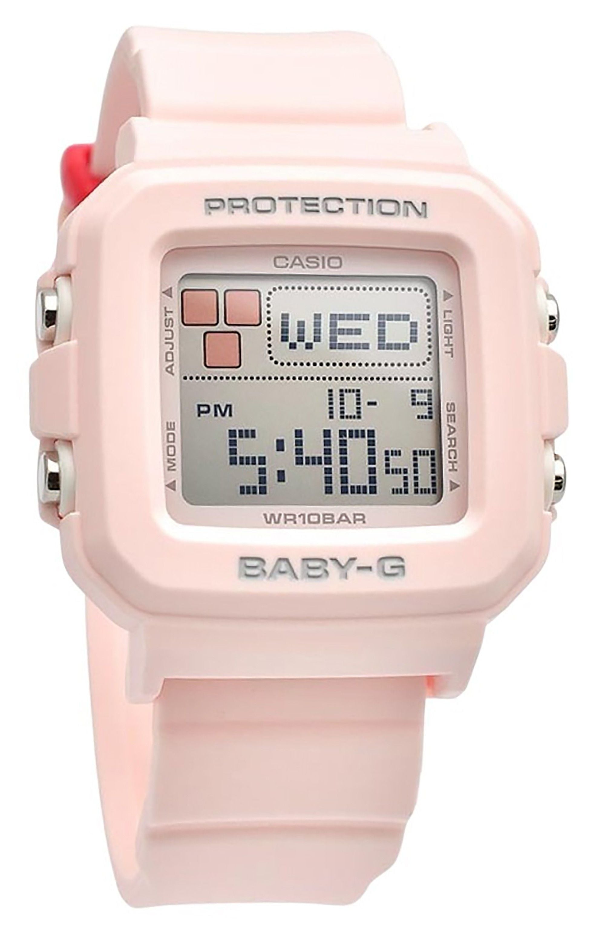 Casio Baby - G Plus Digital Pink Resin Strap Quartz BGD - 10L - 4 100M Women's Watch With Extra Band Loops - Prestige Stones