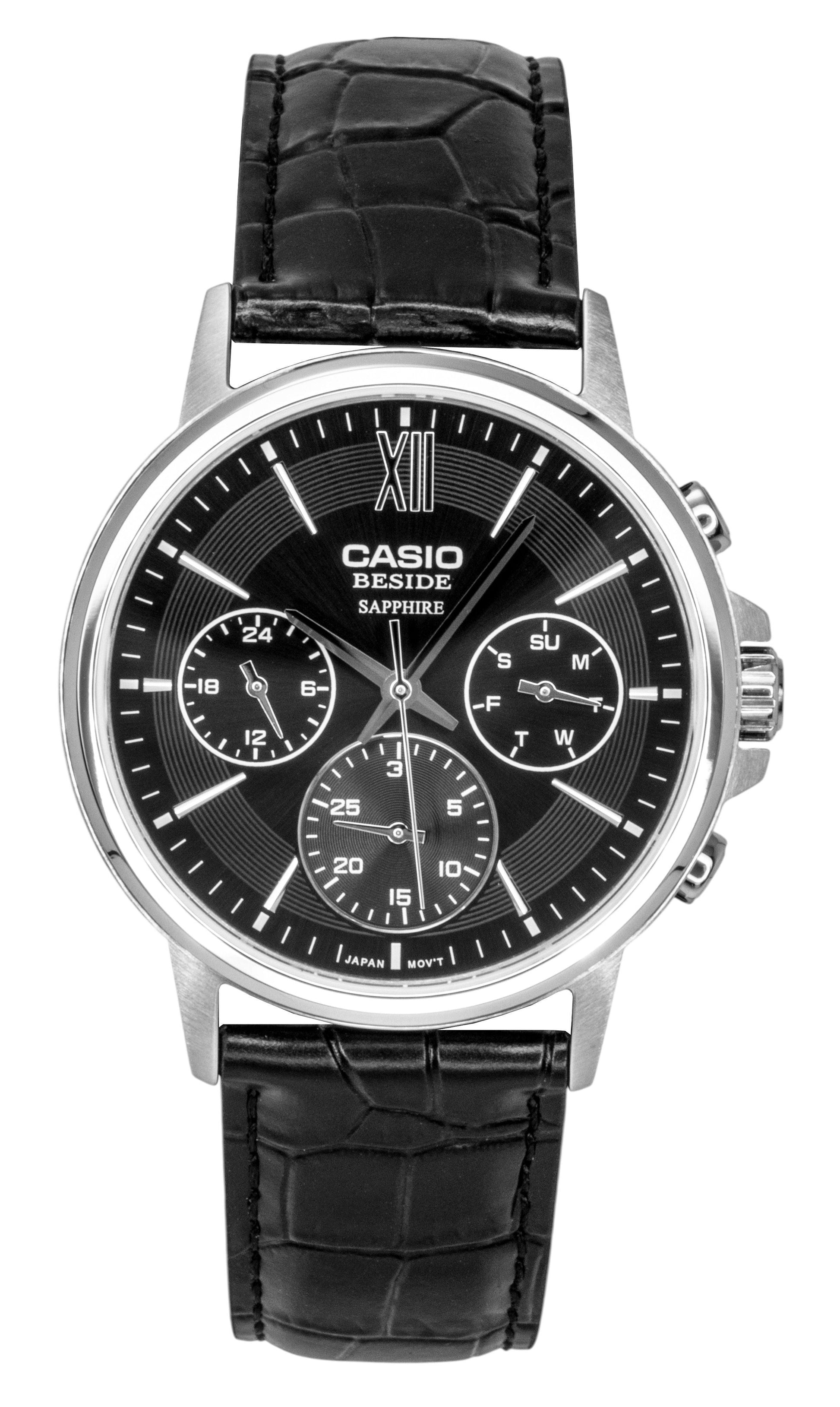 Casio Beside Analog Leather Strap Black Dial Quartz BMS - 300L - 1AV Men's Watch - Prestige Stones