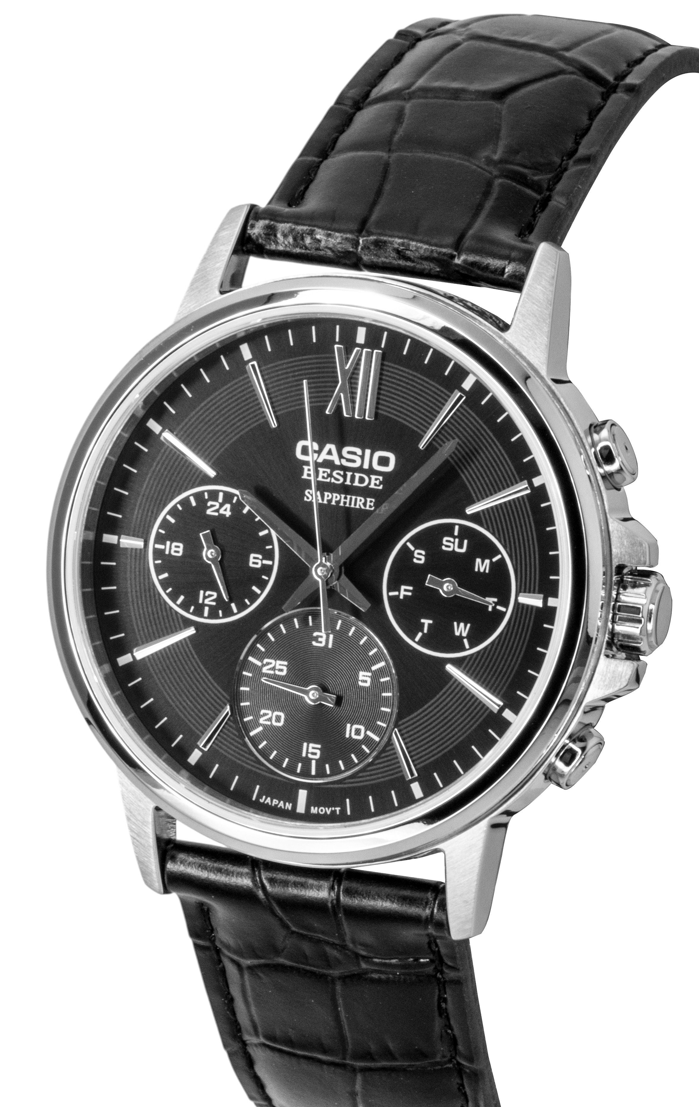 Casio Beside Analog Leather Strap Black Dial Quartz BMS - 300L - 1AV Men's Watch - Prestige Stones