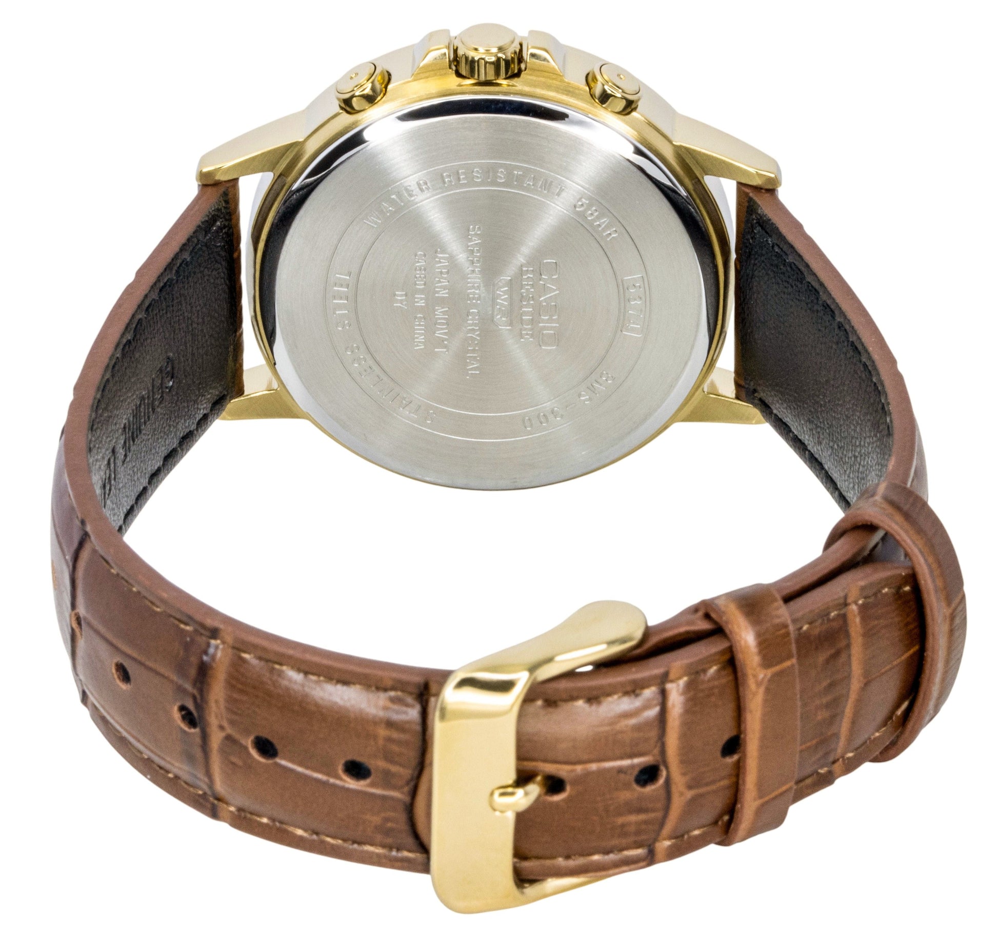 Casio Beside Analog Leather Strap Gold Dial Quartz BMS - 300GL - 5AV Men's Watch - Prestige Stones
