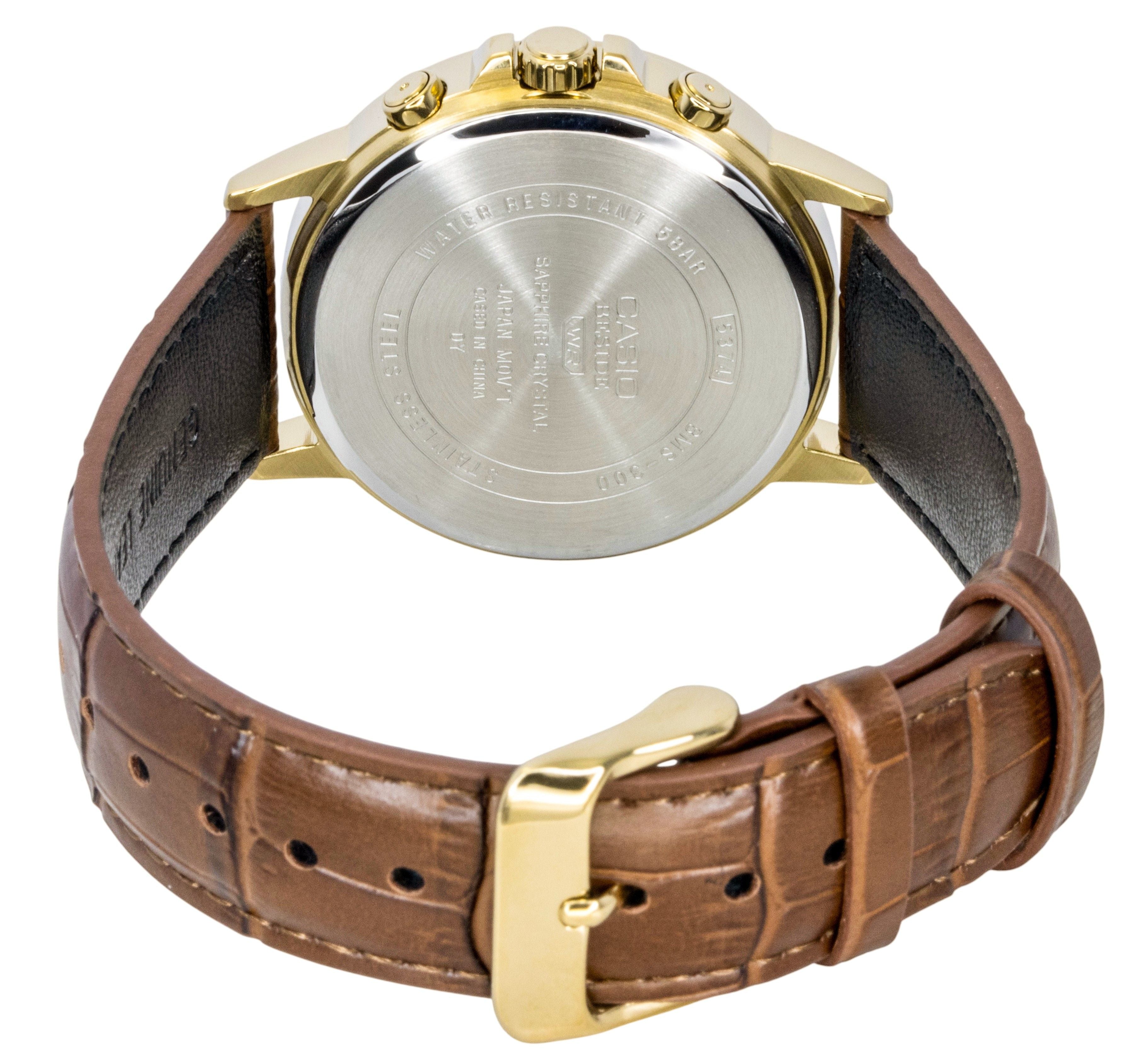 Casio Beside Analog Leather Strap Gold Dial Quartz BMS - 300GL - 5AV Men's Watch - Prestige Stones