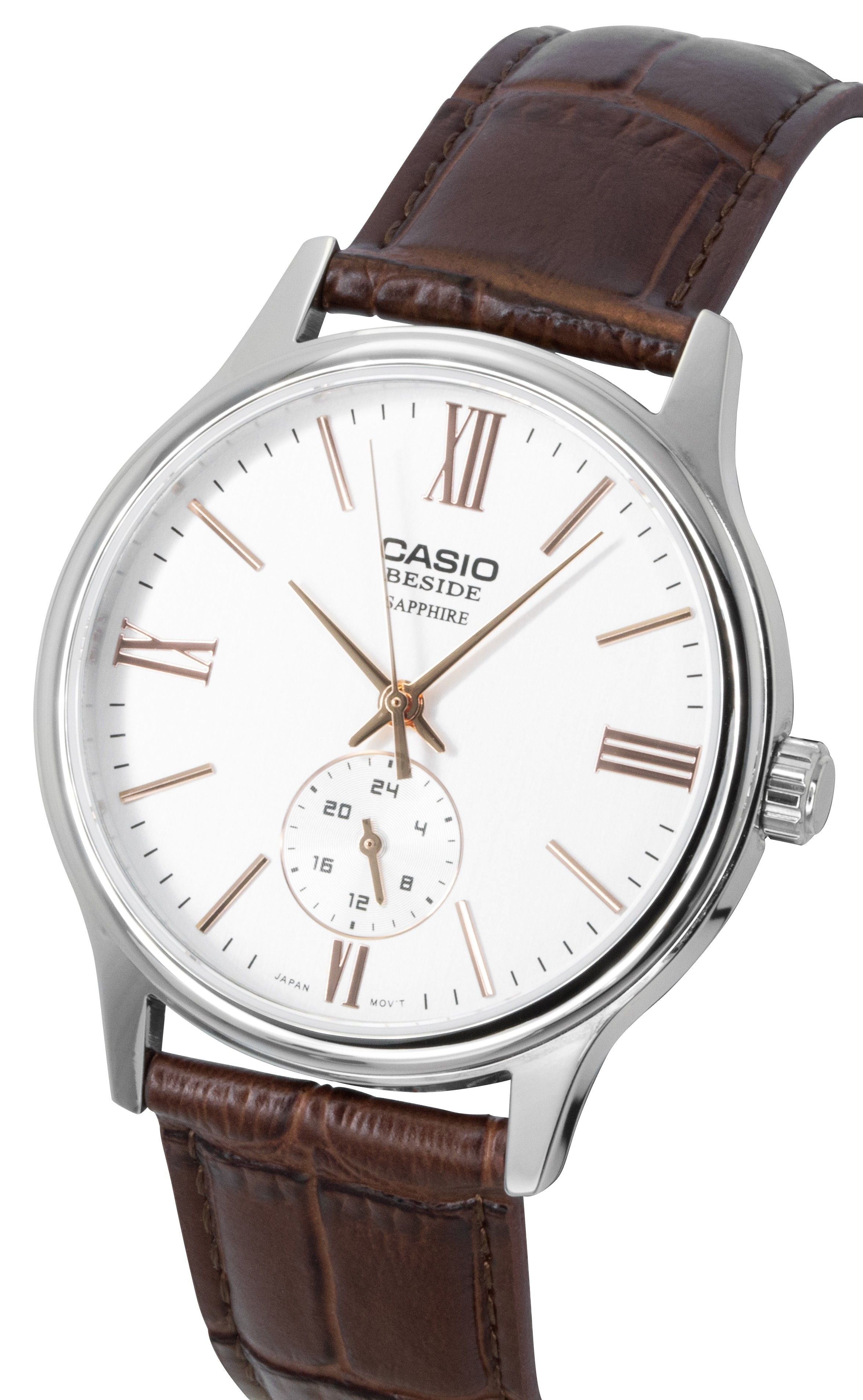 Casio Beside Analog Leather Strap White Dial Quartz BMS - 100L - 5AV Men's Watch - Prestige Stones