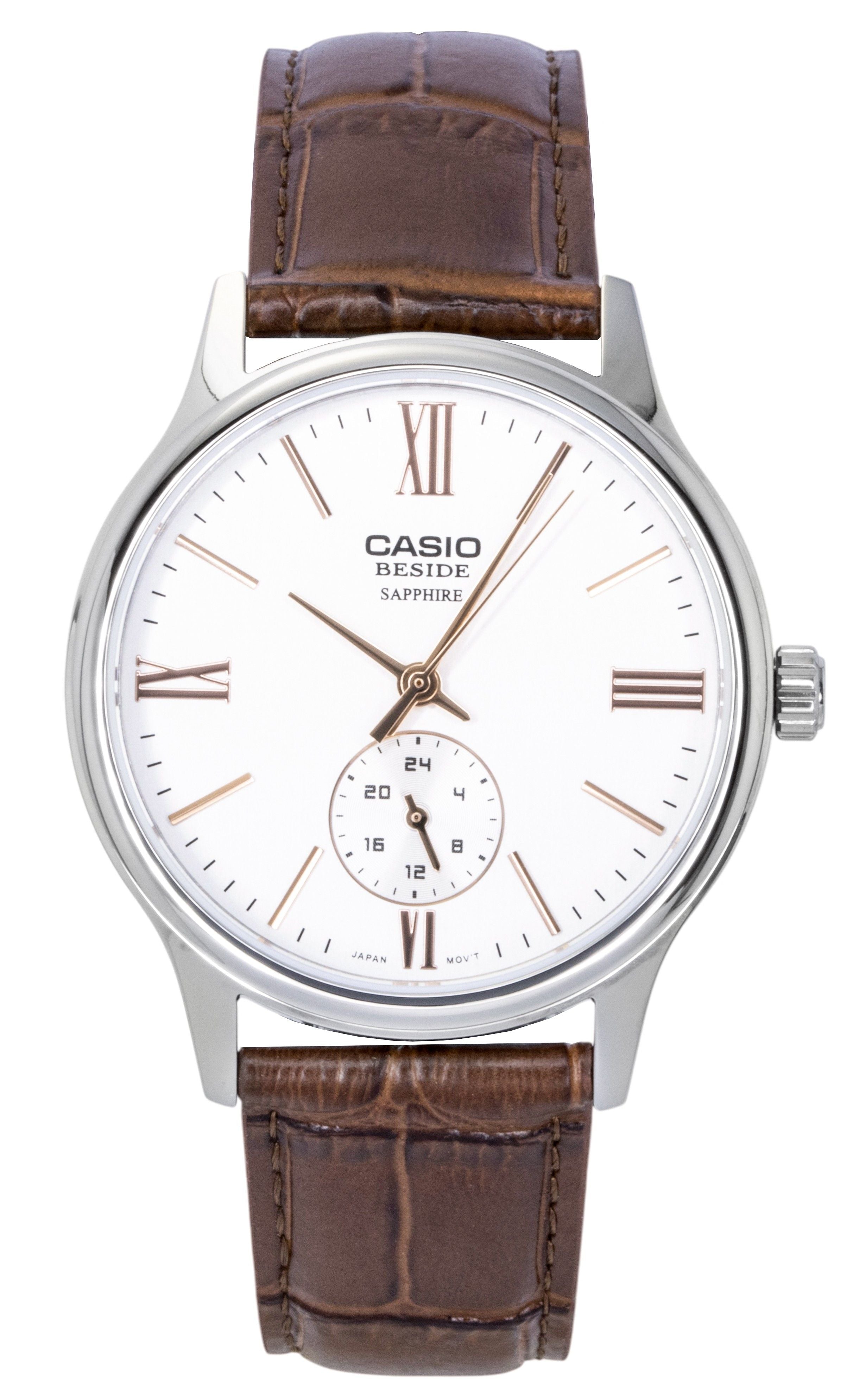 Casio Beside Analog Leather Strap White Dial Quartz BMS - 100L - 5AV Men's Watch - Prestige Stones