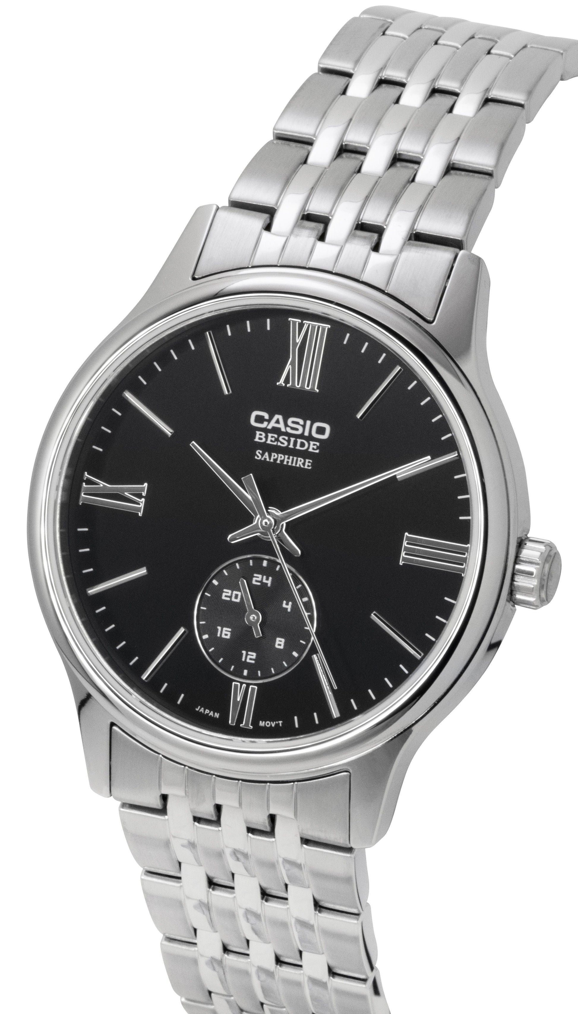 Casio Beside Analog Stainless Steel Black Dial Quartz BMS - 100D - 1AV Men's Watch - Prestige Stones