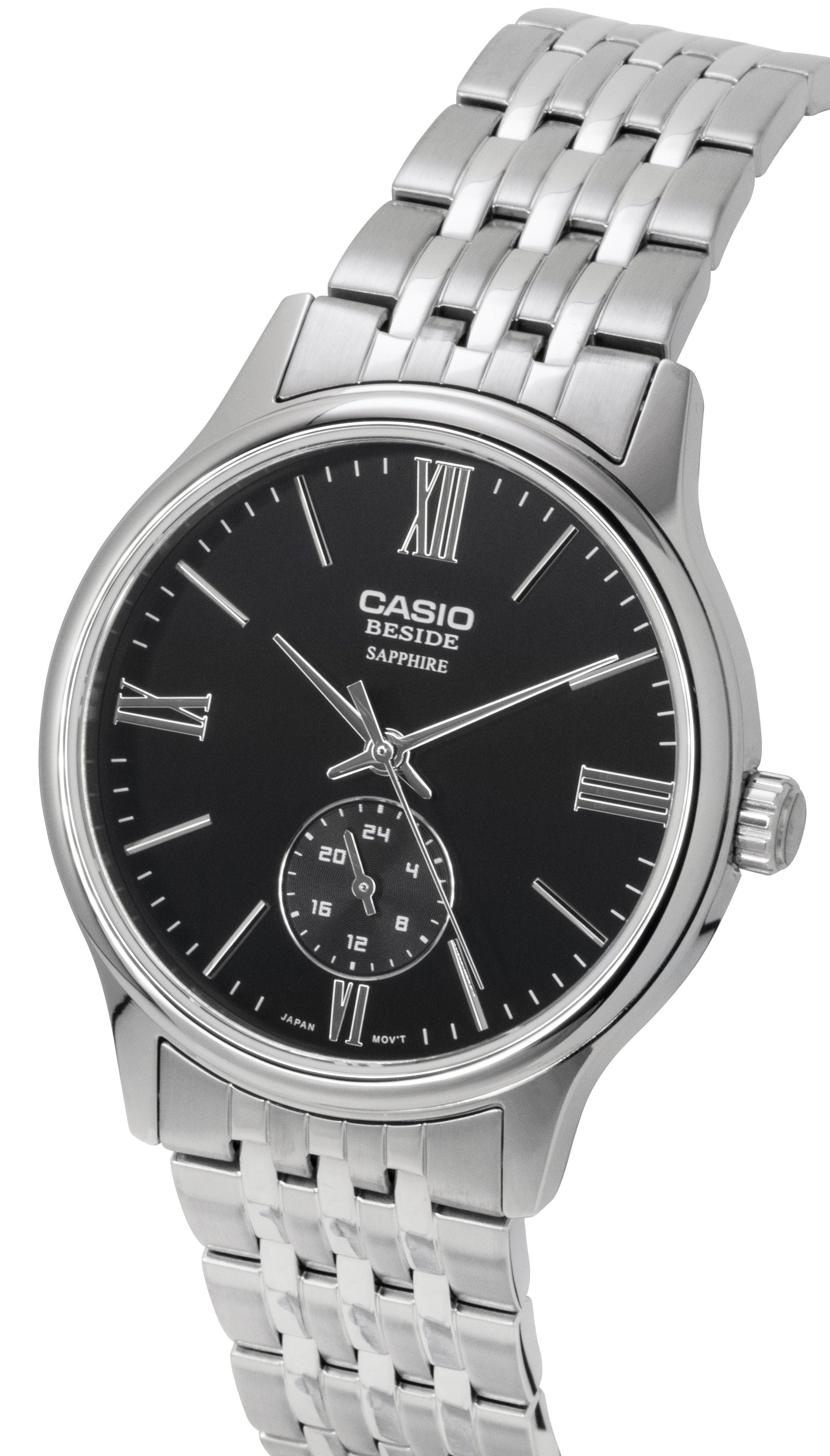 Casio Beside Analog Stainless Steel Black Dial Quartz BMS - 100D - 1AV Men's Watch - Prestige Stones