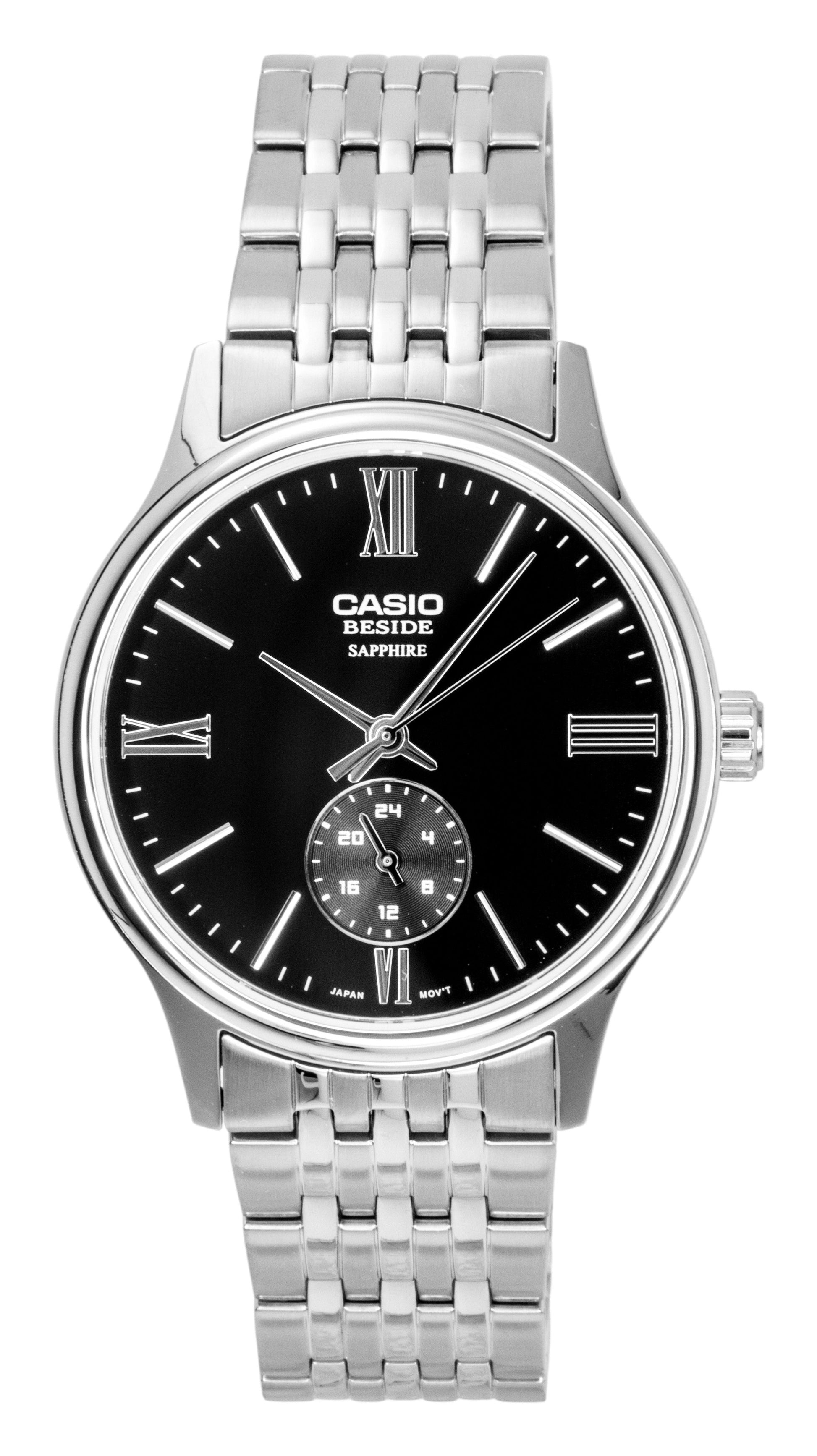 Casio Beside Analog Stainless Steel Black Dial Quartz BMS - 100D - 1AV Men's Watch - Prestige Stones