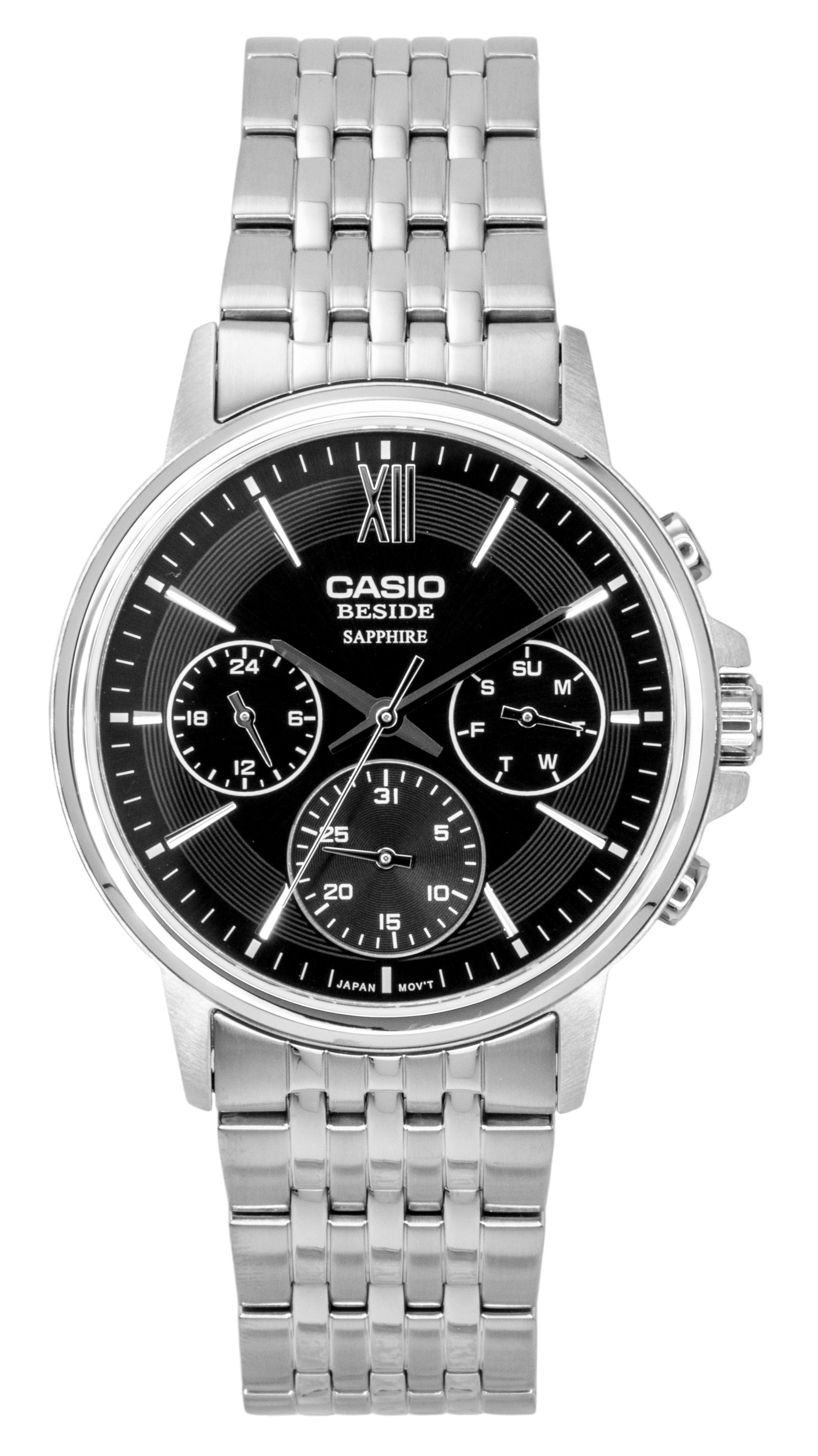 Casio Beside Analog Stainless Steel Black Dial Quartz BMS - 300D - 1AV Men's Watch - Prestige Stones
